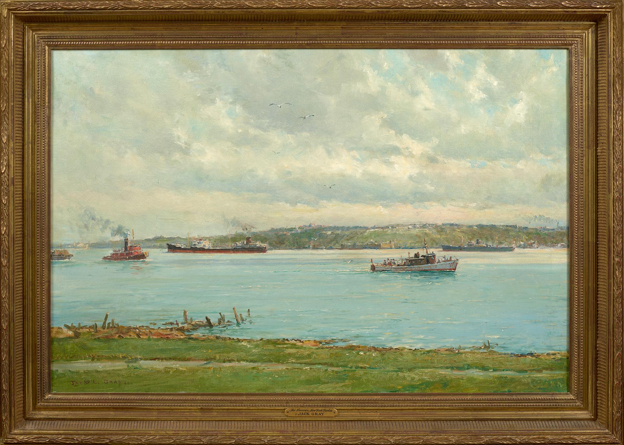 The Narrows, From the Belt Parkway, New York, 1960 - Painting by Jack Lorimer Gray