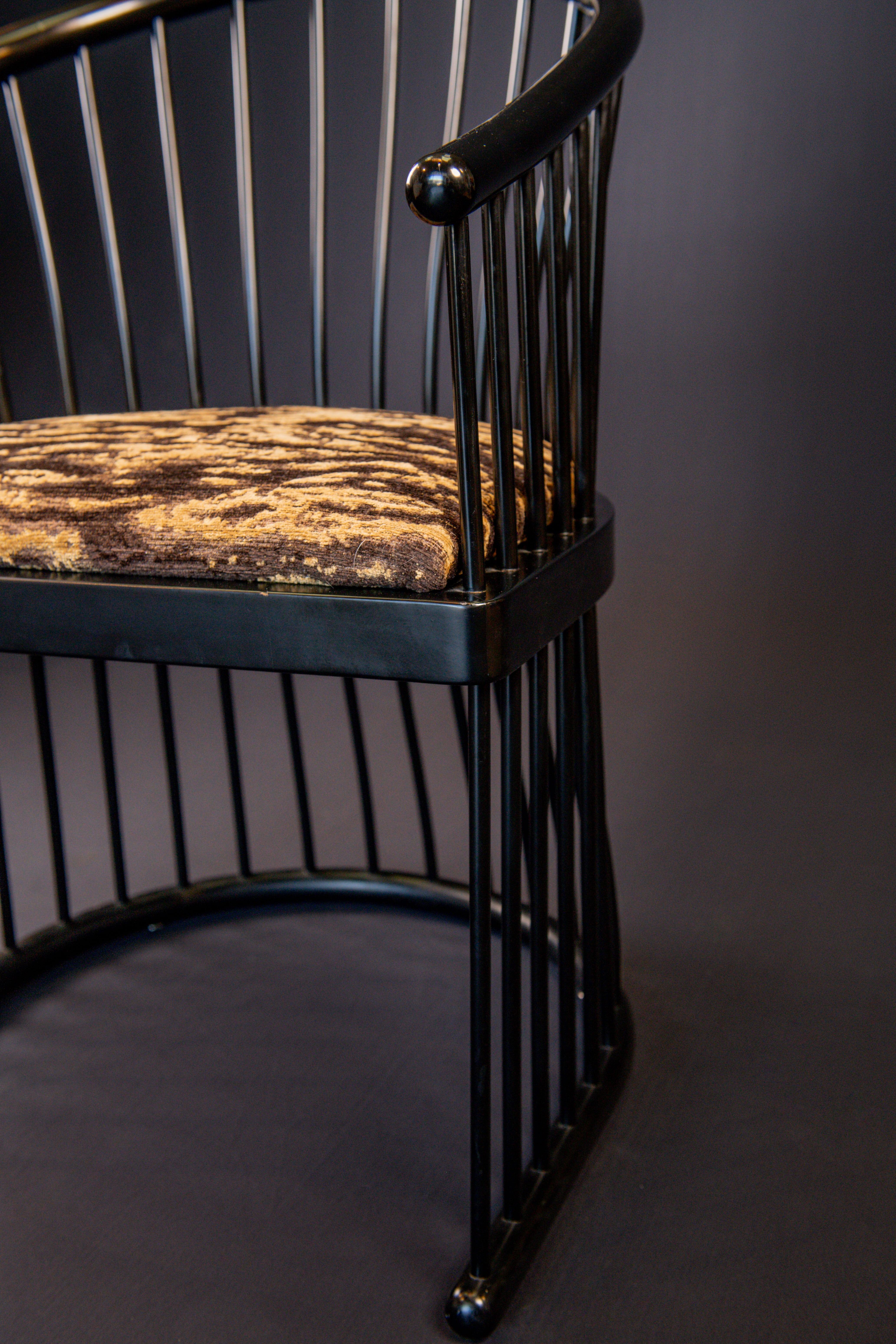 Mid-Century Modern Jack Lenor Larsen Black Lacquer Cage Armchairs, a pair For Sale