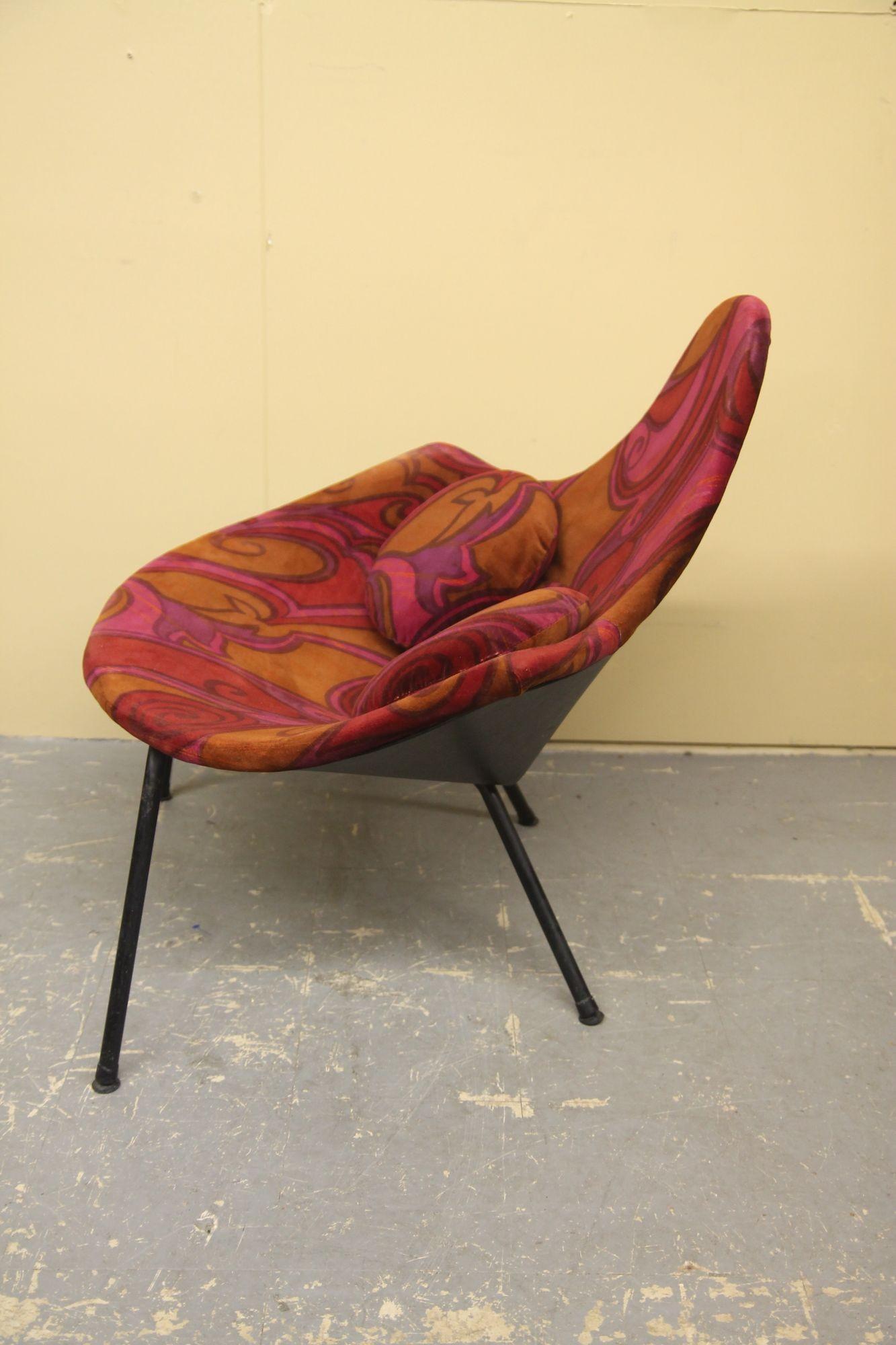 Late 20th Century Jack Lenor Larsen Fabric Covered Mid Century Lounge Chair For Sale