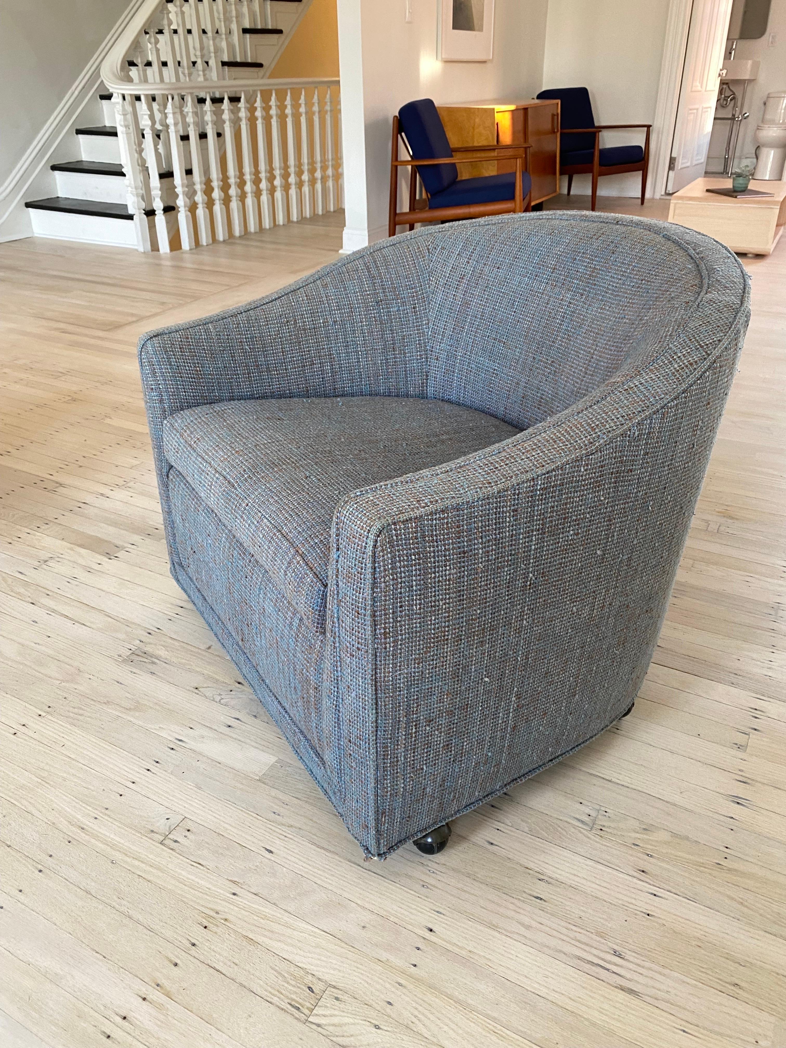 Mid-Century Modern Benjamin Baldwin for Jack Lenor Larsen Furniture Company Barrel Chairs For Sale