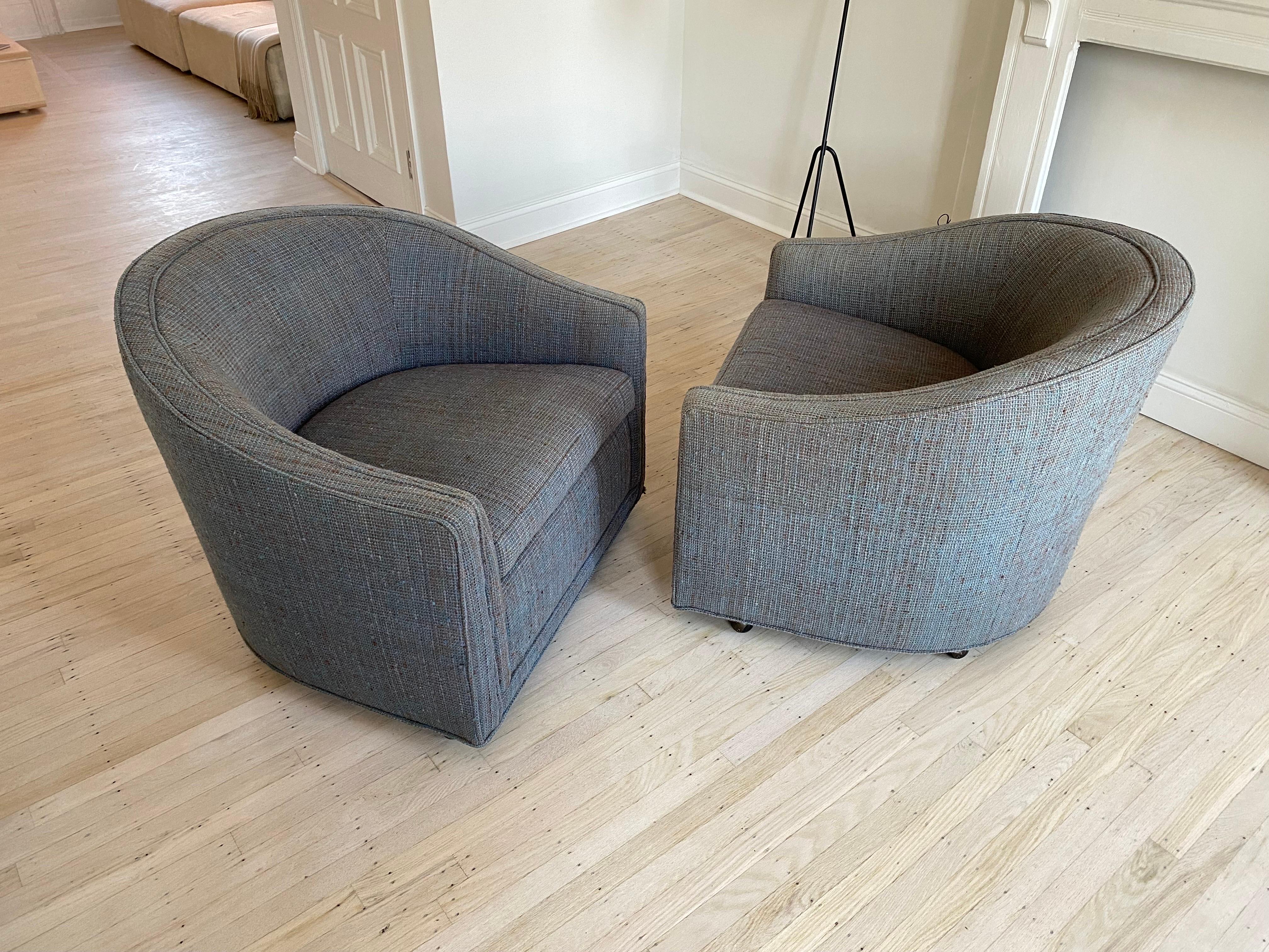 Mid-Century Modern Benjamin Baldwin for Jack Lenor Larsen Furniture Company Barrel Chairs For Sale