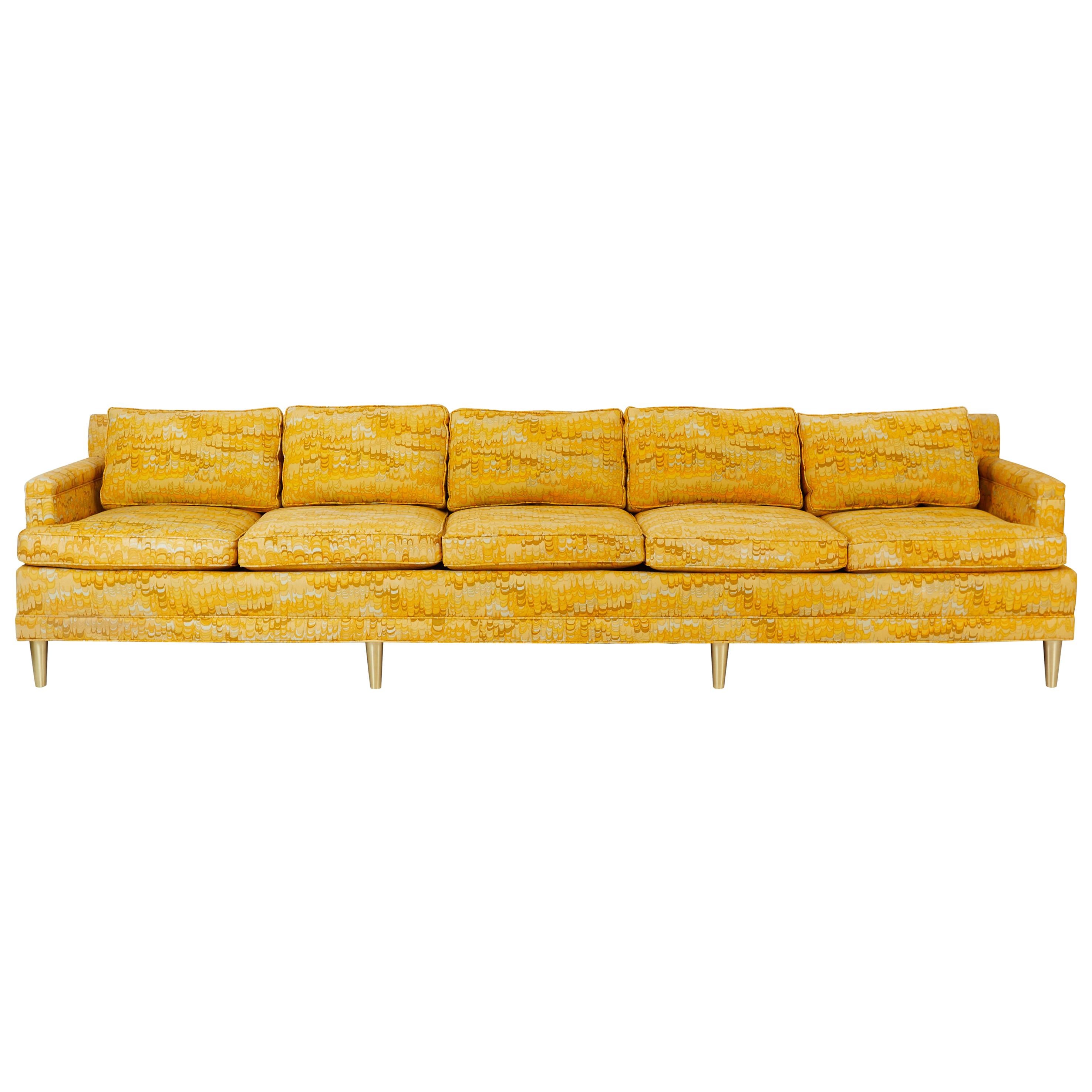 Jack Lenor Larsen 5 Seat Sofa on Brass Legs