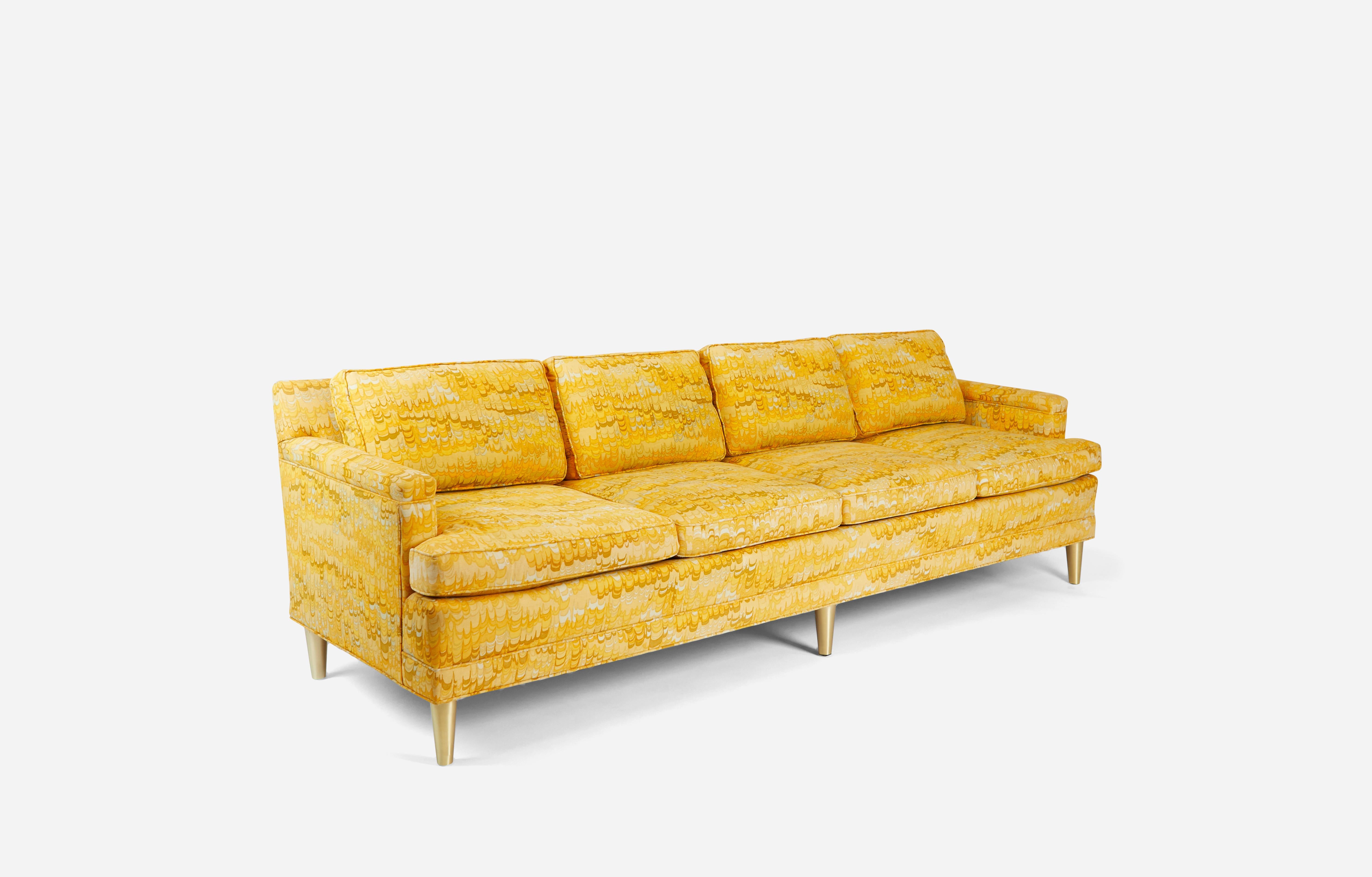 Mid-20th Century Jack Lenor Larsen 4 Seat Sofa on Brass Legs