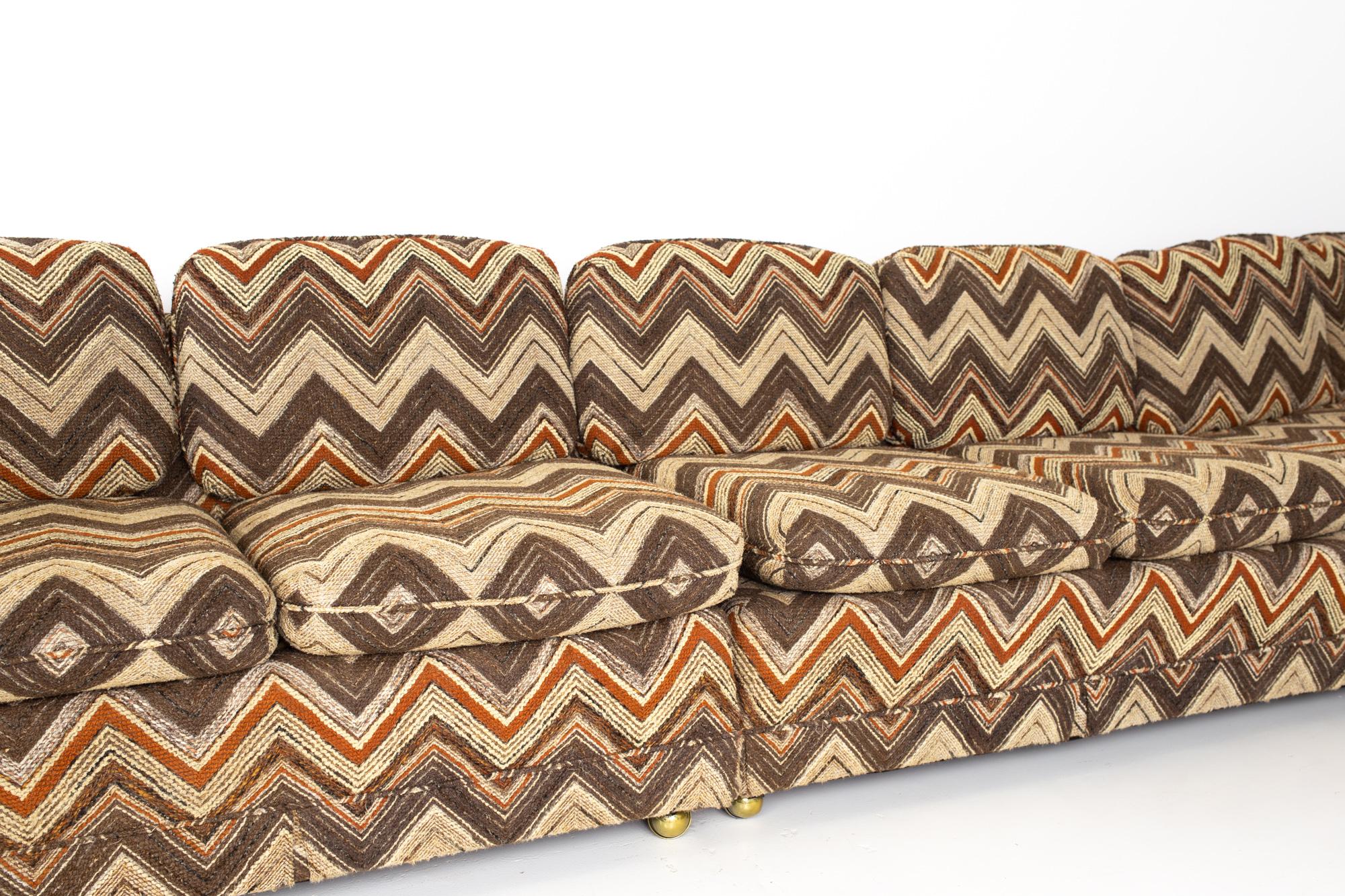 Jack Lenor Larsen Style Mid Century Chevron Sectional Sofa 1