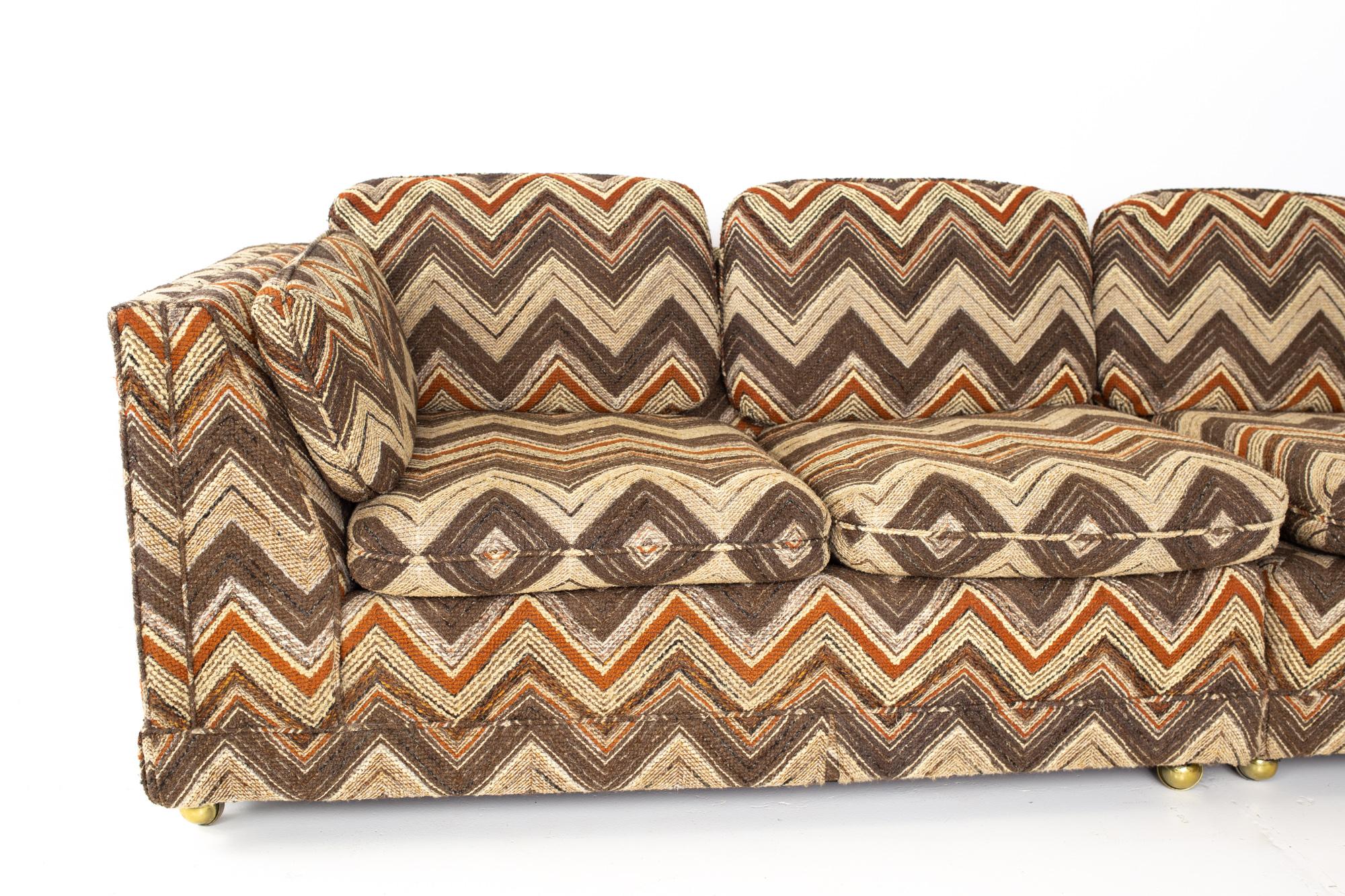 Jack Lenor Larsen Style Mid Century Chevron Sectional Sofa 2