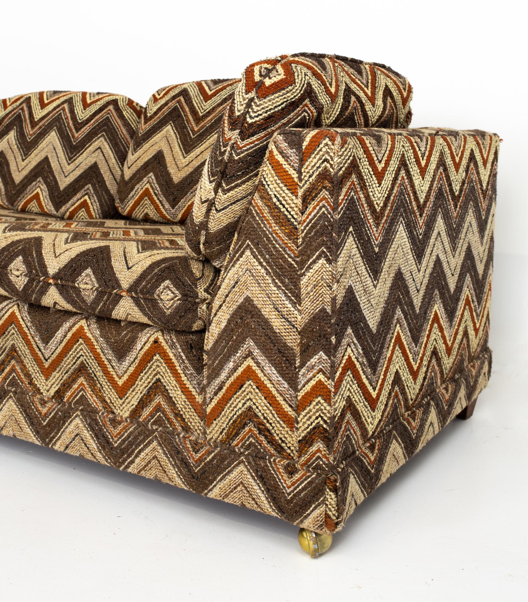 Jack Lenor Larsen Style Mid Century Chevron Sectional Sofa 4