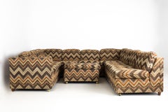 Jack Lenor Larsen Style Mid Century Chevron Sectional Sofa