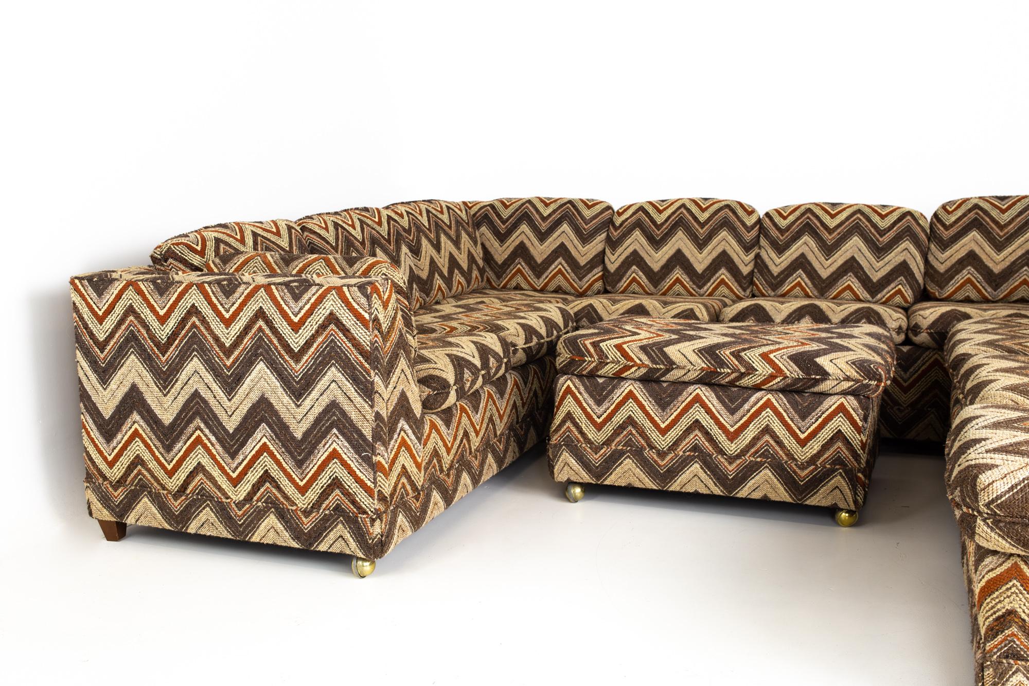 Mid-Century Modern Jack Lenor Larsen Style Mid Century Chevron Sectional Sofa