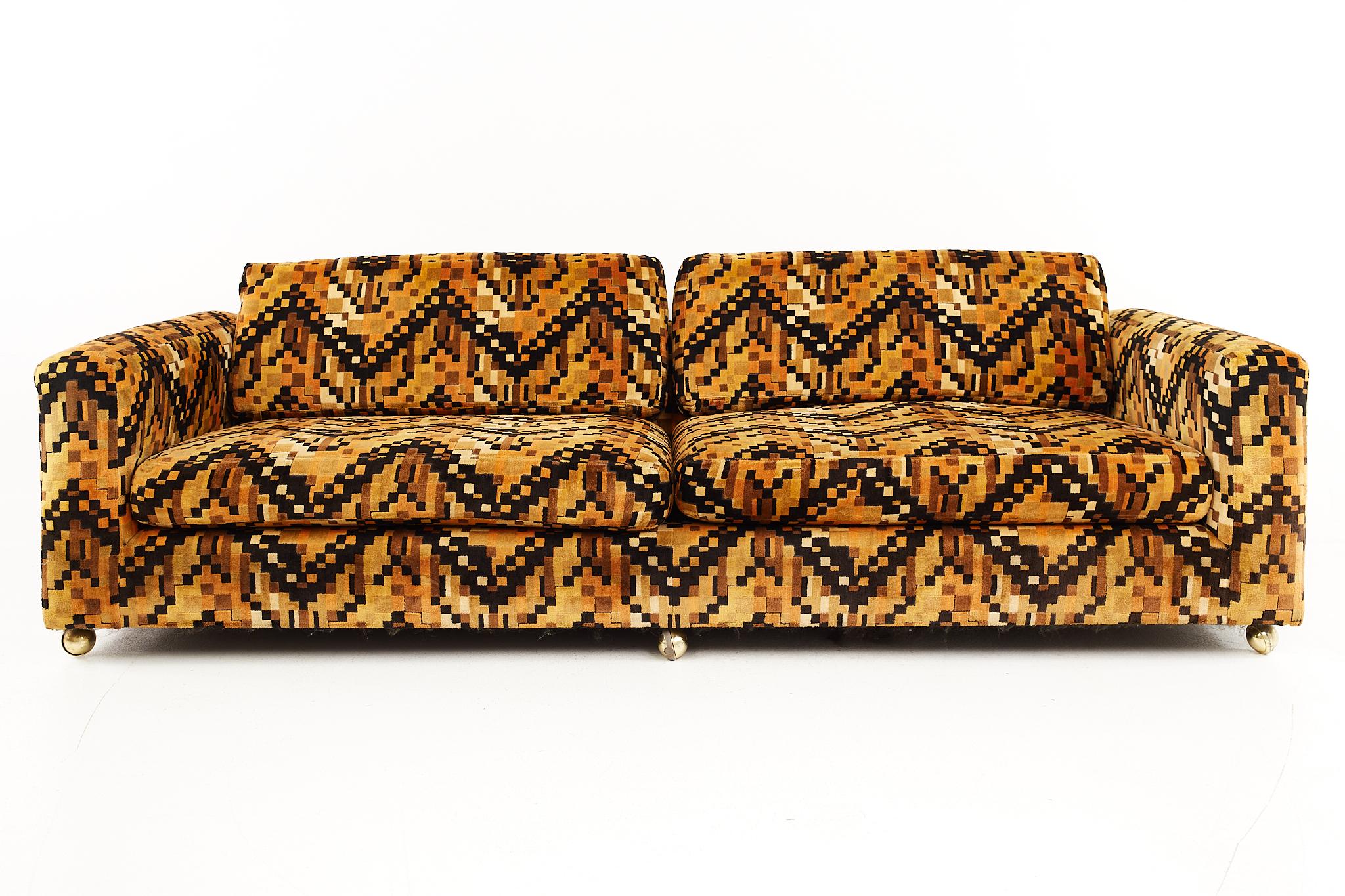 Jack Lenor Larsen style mid century sofa

The sofa measures: 92.5 wide x 36.5 deep x 28 high, with a seat height of 16 inches and arm height of 24 inches 

All pieces of furniture can be had in what we call restored vintage condition. That means