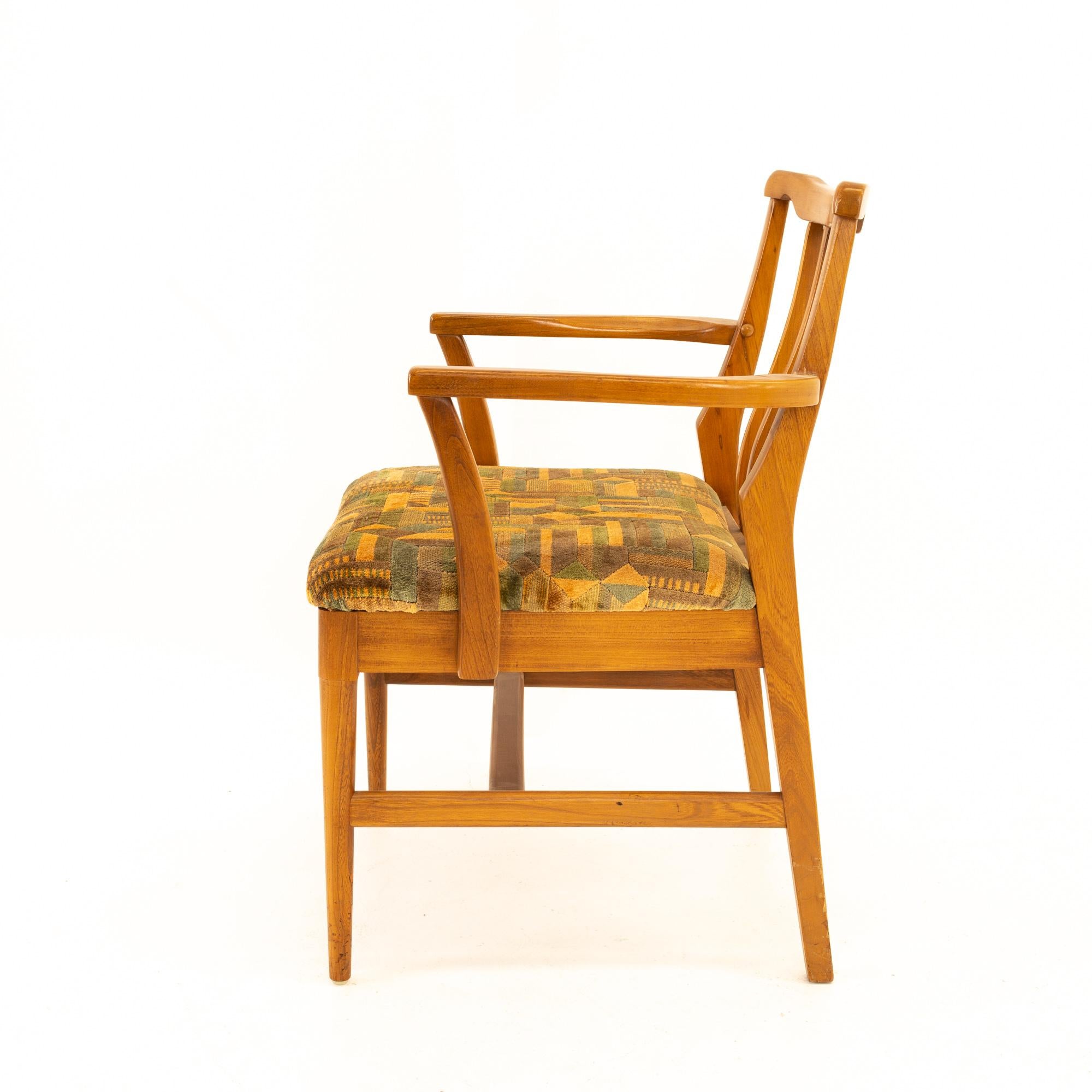 Jack Lenor Larsen Style Mid Century Walnut Dining Chairs, Set of 6 For Sale 1