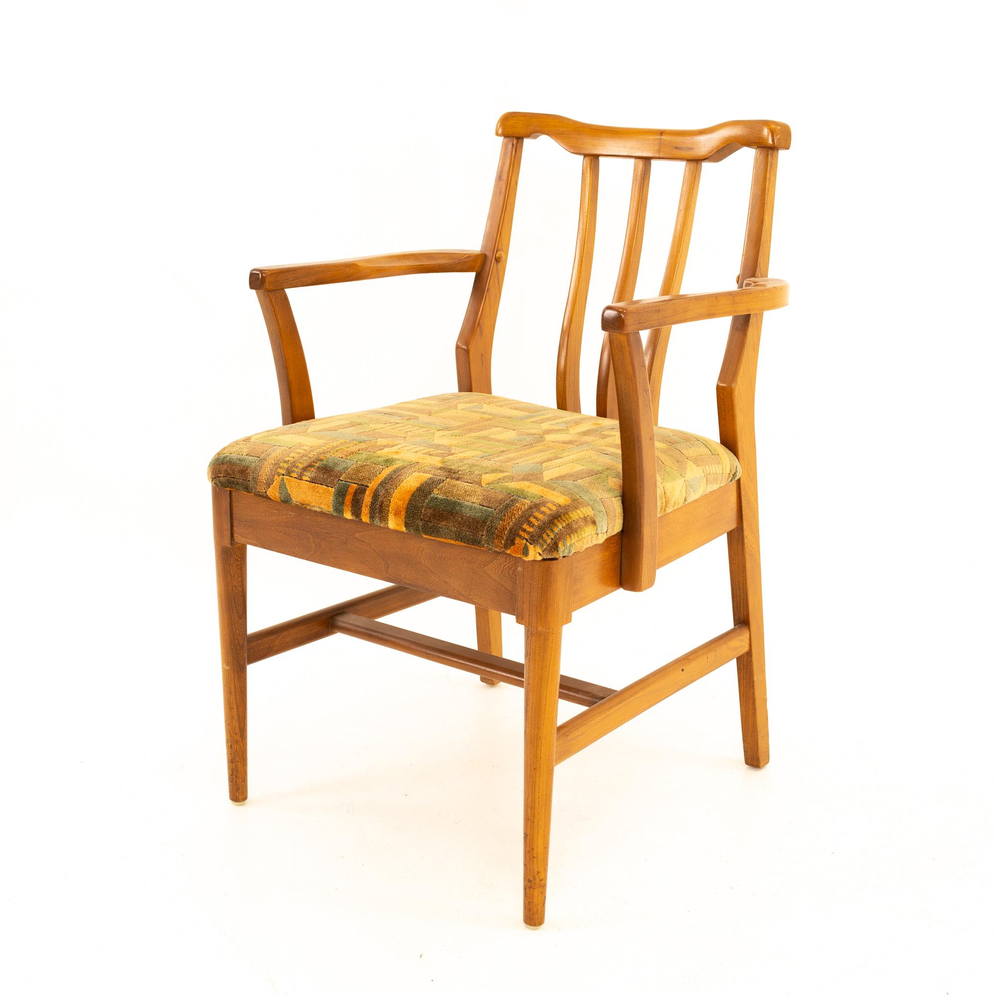 Jack Lenor Larsen Style Mid Century Walnut Dining Chairs, Set of 6 For Sale 2
