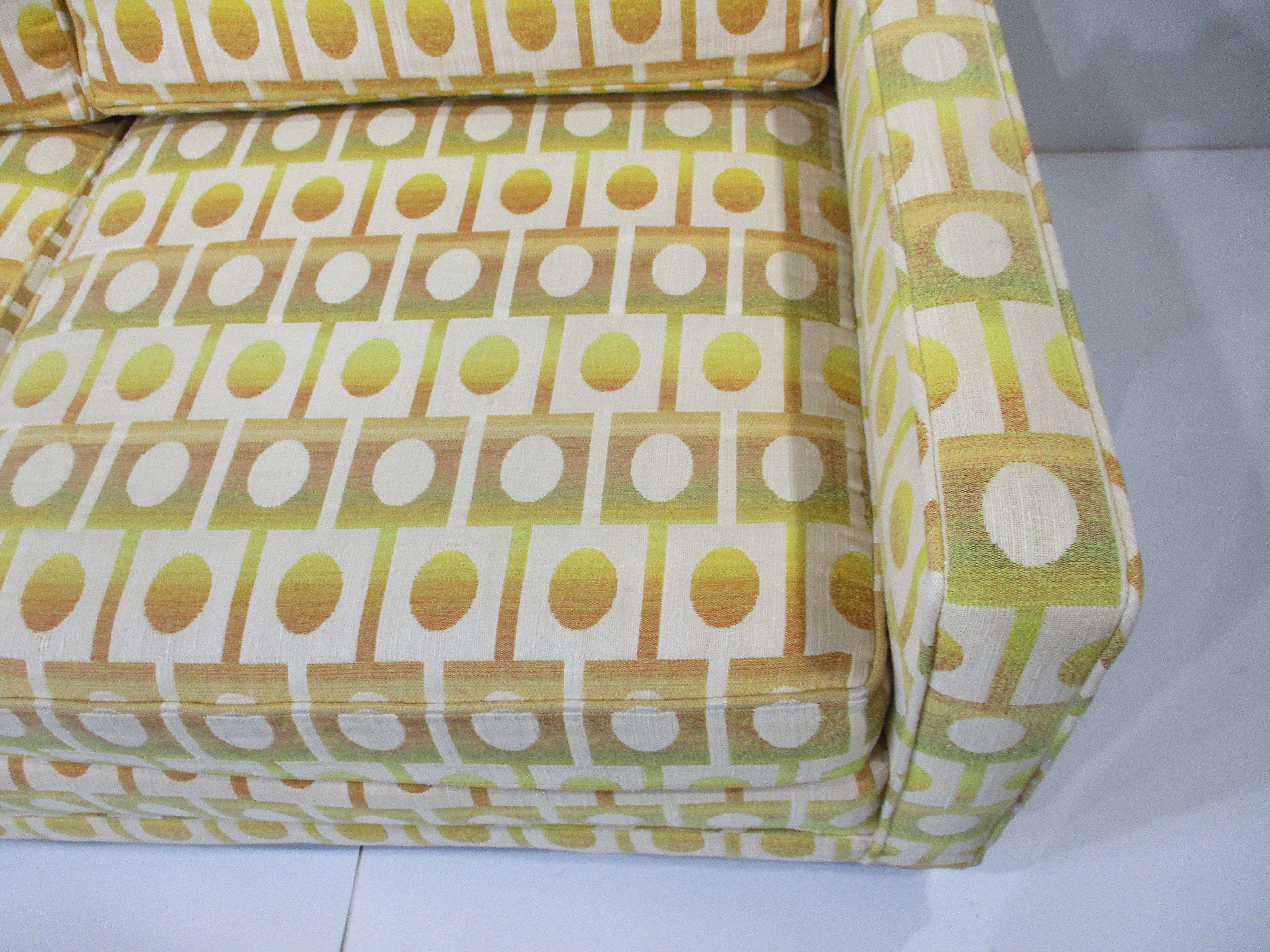 Jack Lenor Larsen Styled Upholstered Mid Century Sofa by Henredon For Sale 3