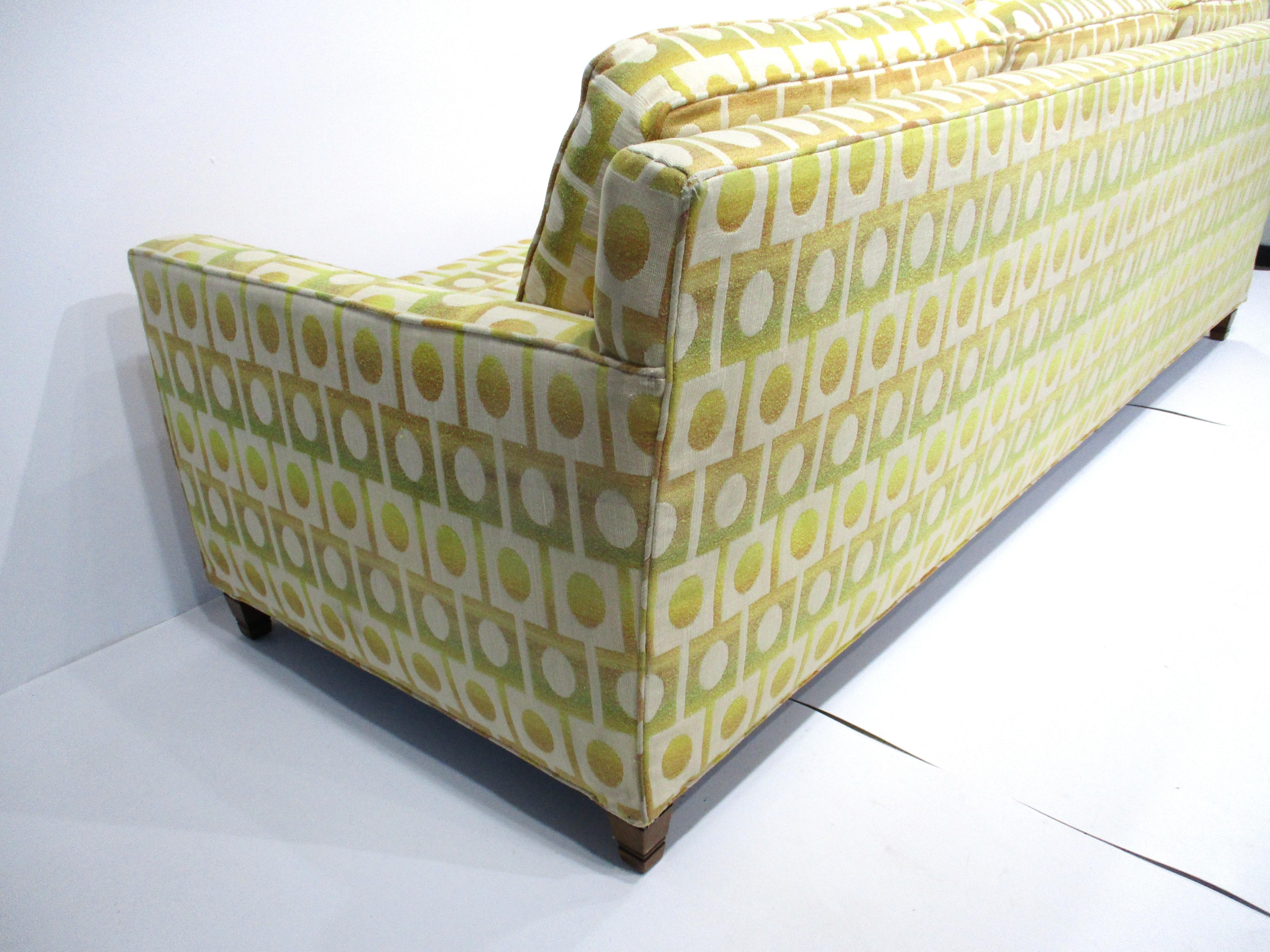 Jack Lenor Larsen Styled Upholstered Mid Century Sofa by Henredon For Sale 5