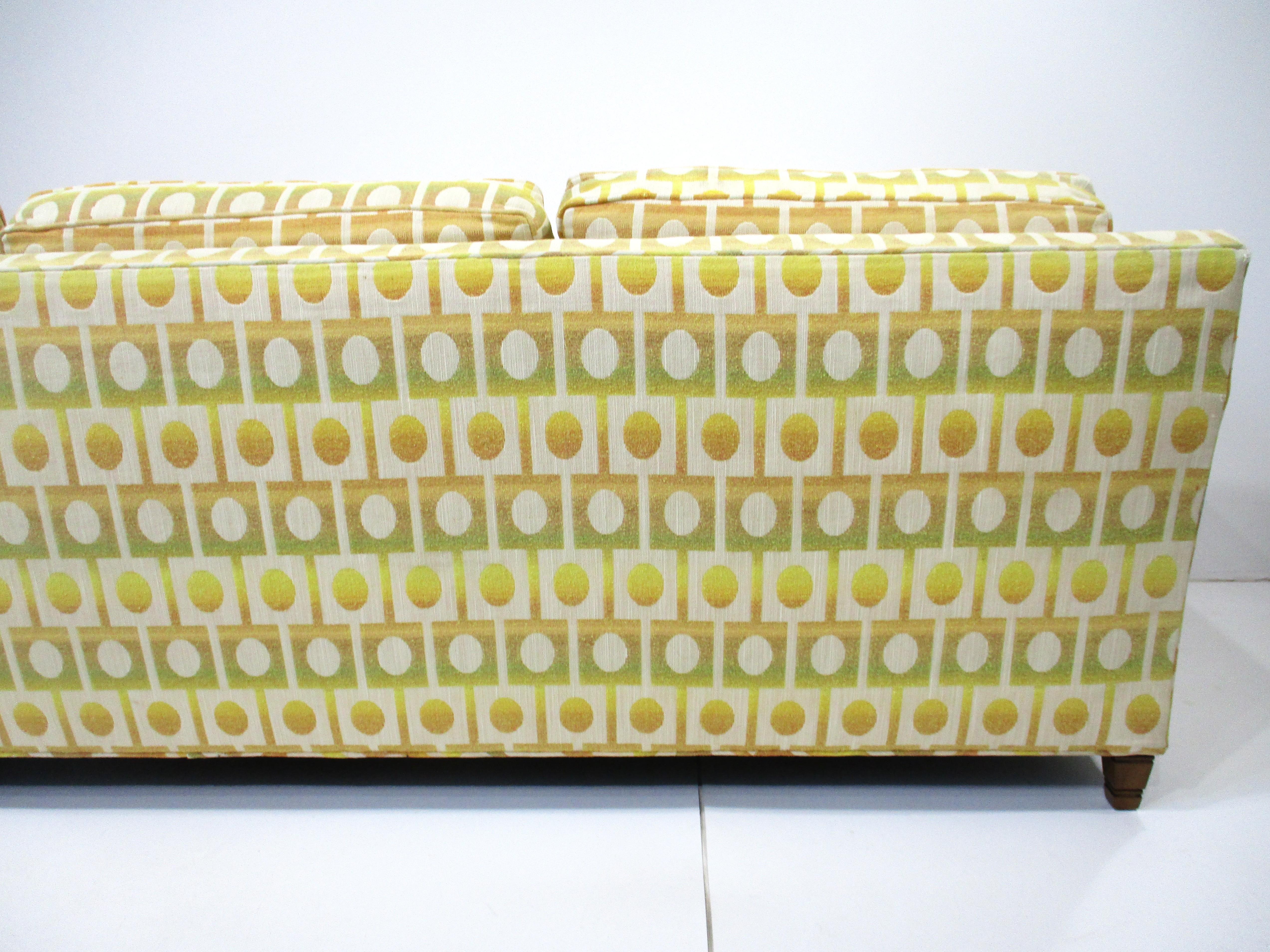 Jack Lenor Larsen Styled Upholstered Mid Century Sofa by Henredon For Sale 7