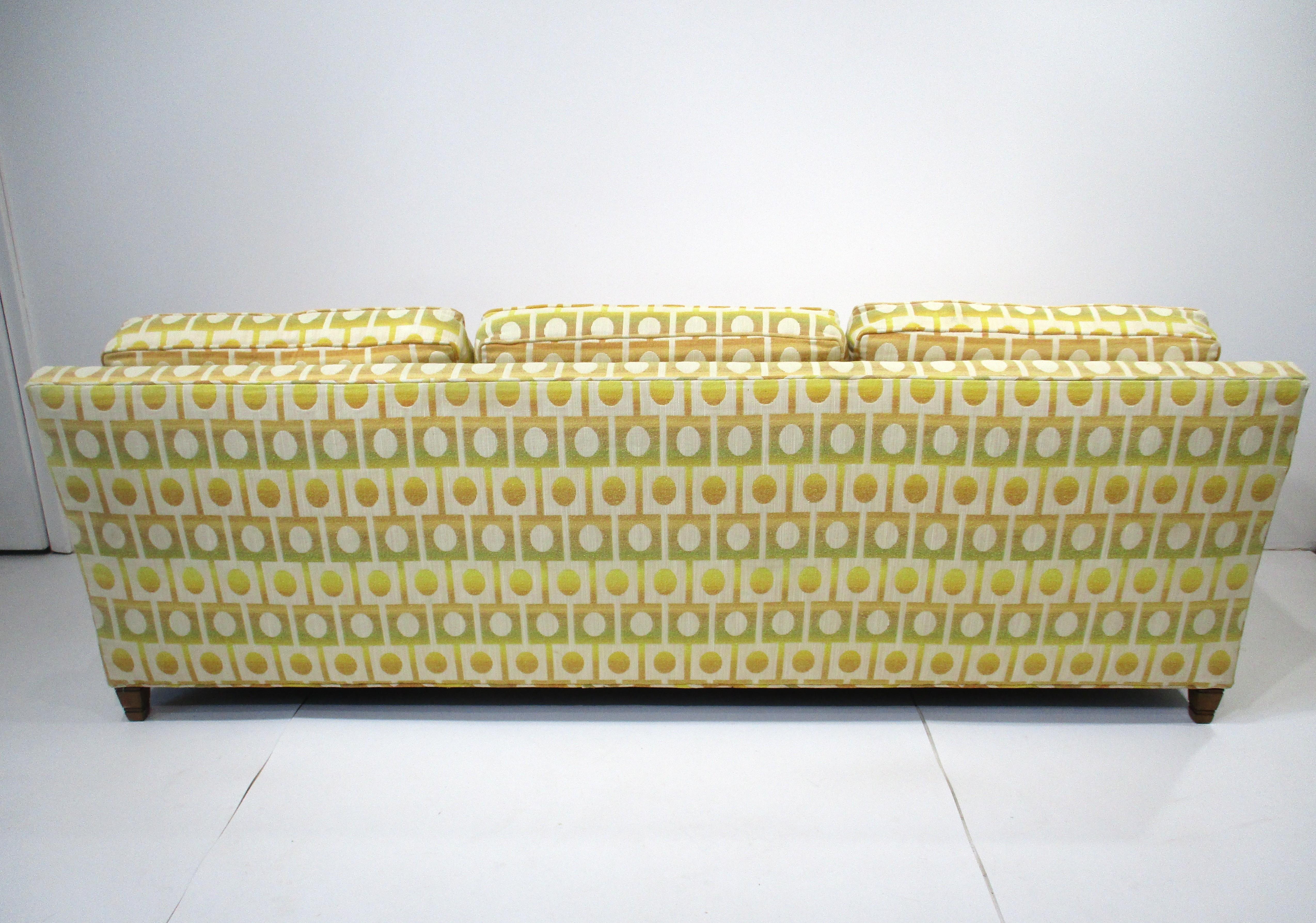 Jack Lenor Larsen Styled Upholstered Mid Century Sofa by Henredon For Sale 8