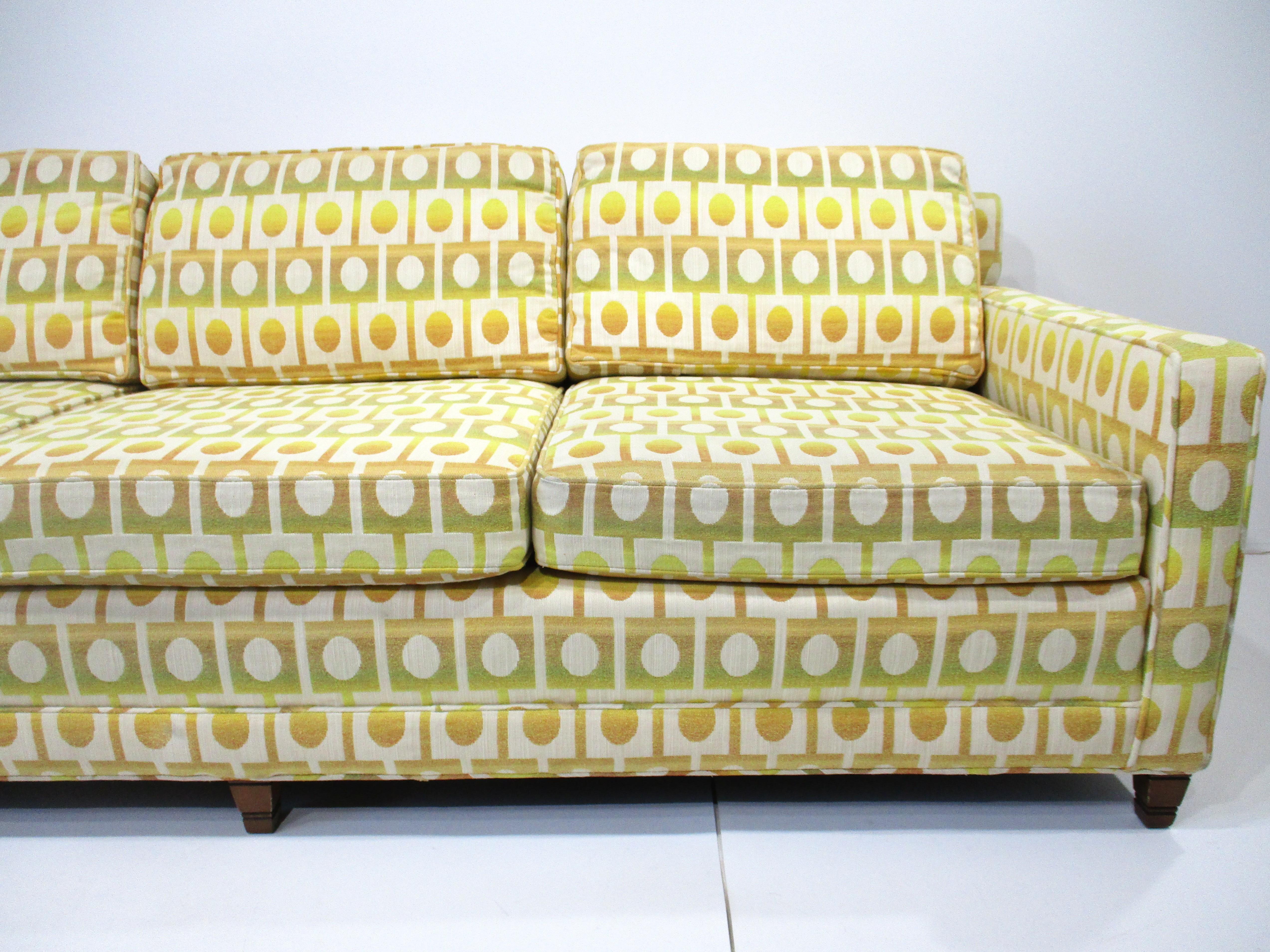 Mid-Century Modern Jack Lenor Larsen Styled Upholstered Mid Century Sofa by Henredon For Sale