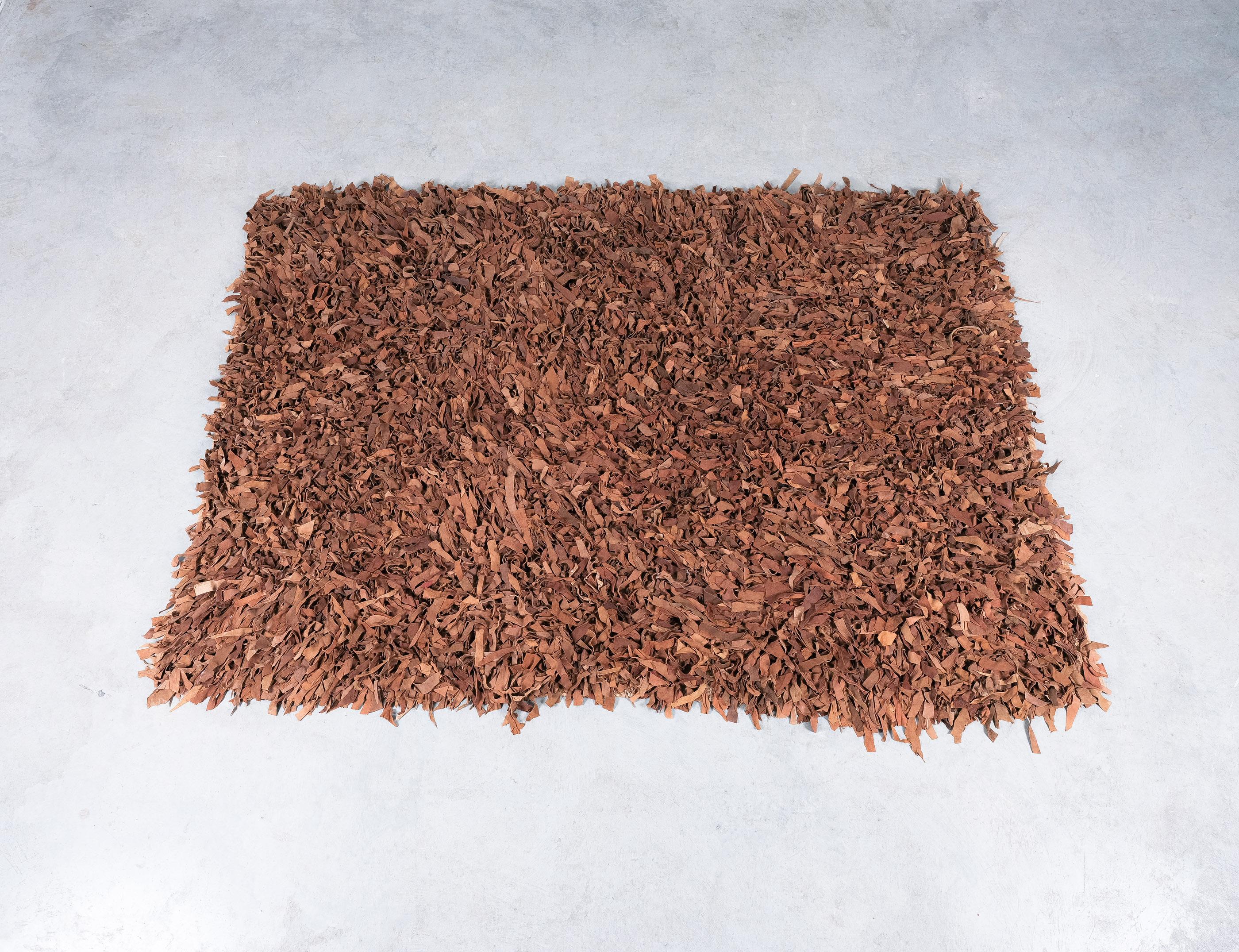 Mid-20th Century Jack Lenor Larsen Suede Leather Rug, Midcentury For Sale