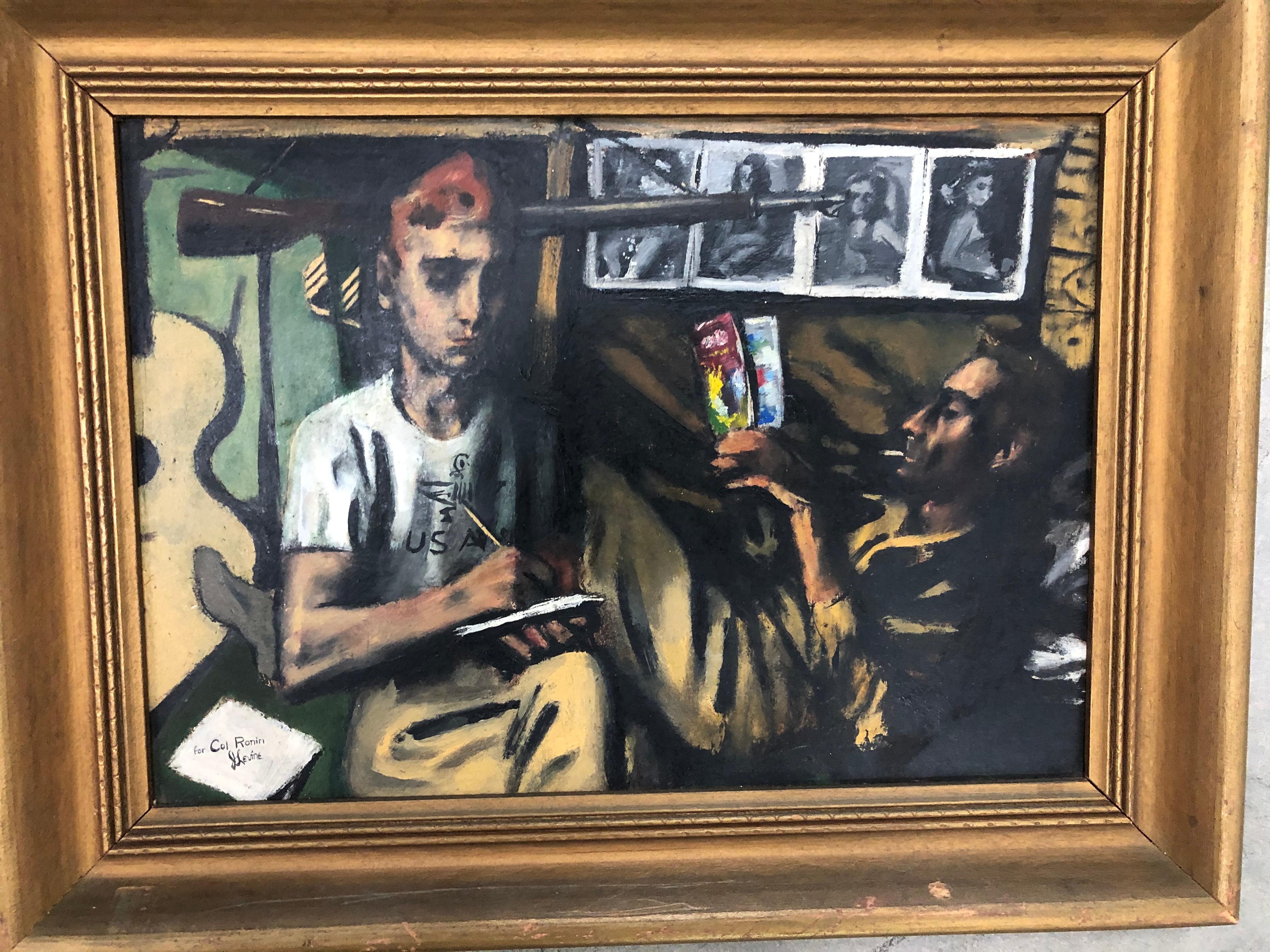 Jack Levine: 1915-2010. Gut gelisteter amerikanischer Maler des sozialen Realismus mit Auktionsergebnissen von über 220.000 $. Dieses fabelhafte Juwel wurde wahrscheinlich zwischen 1942 und 1945 gemalt, als er während des Zweiten Weltkriegs in der