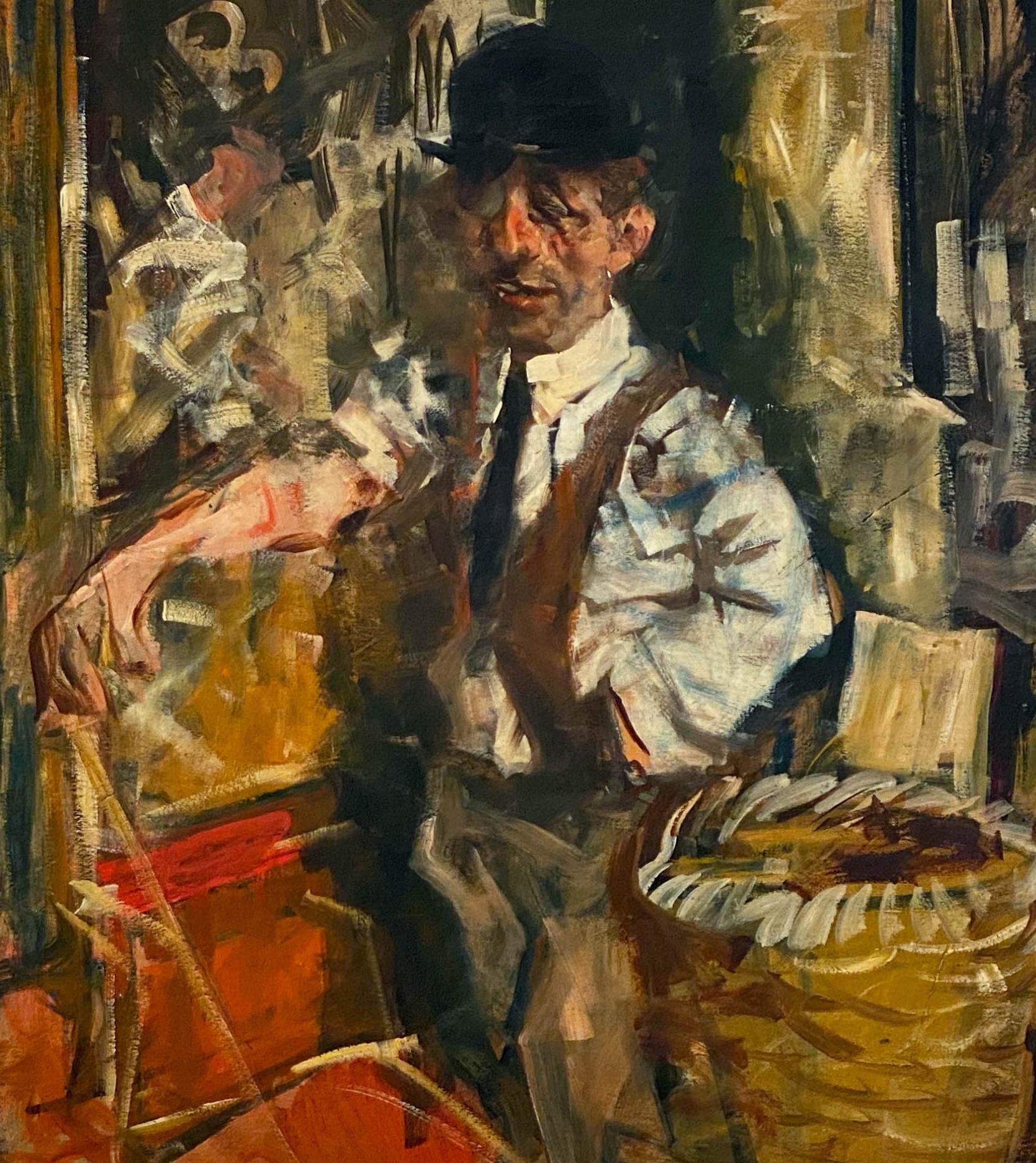 Außerhalb einer Deli (Ashcan School), Painting, von Jack Levine