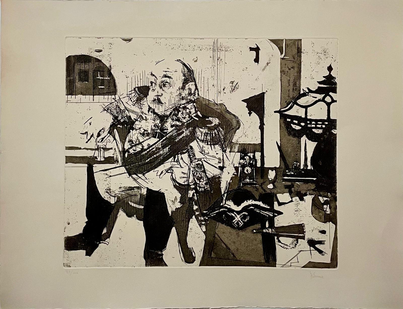 Jack Levine Amerikanischer Modernist Sozialrealist WPA Künstler Aquatinta Radierung