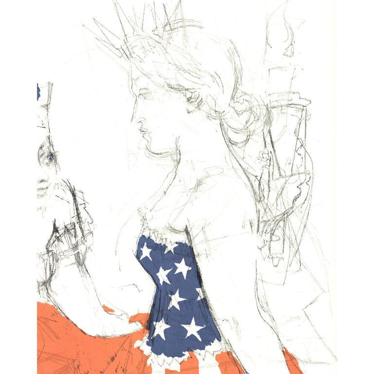 Jack Levine 'Marianne & The Goddess of Liberty' 1967- Lithograph For Sale 2