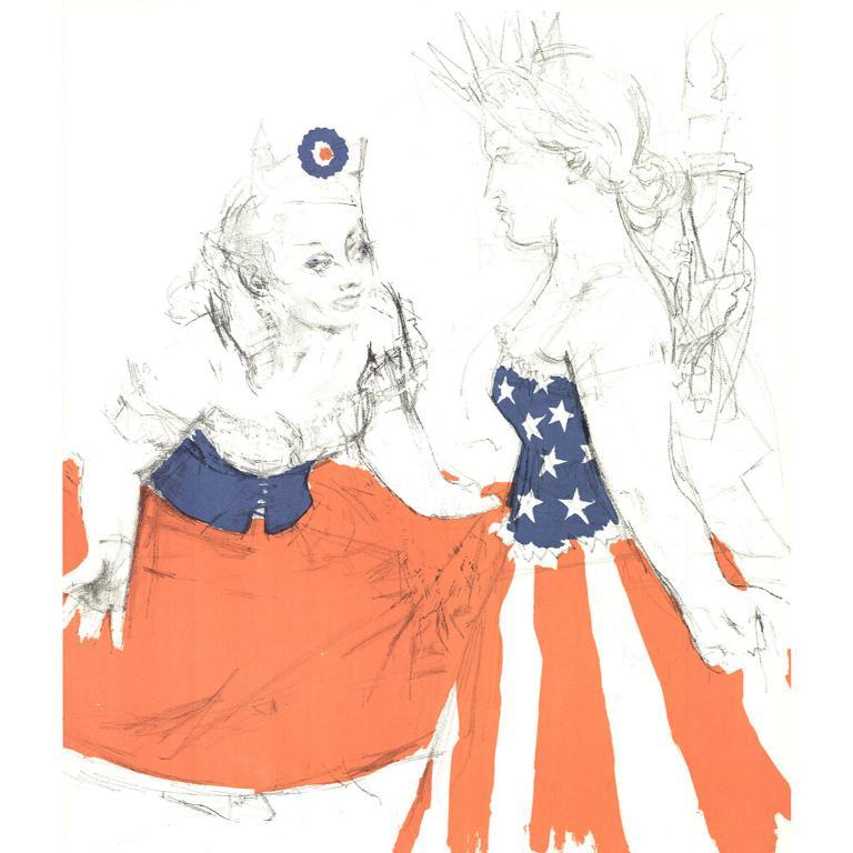 Jack Levine 'Marianne & The Goddess of Liberty' 1967- Lithograph For Sale 3