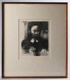 Jack Levine, artista modernista e realista sociale della WPA, opere di Judaica, incisione: “Rabbi nel suo studio”
