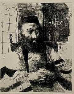 Jack Levine Artista modernista della WPA Rabbino ashkenazita Acquaforte Judaica Stampa ebraica
