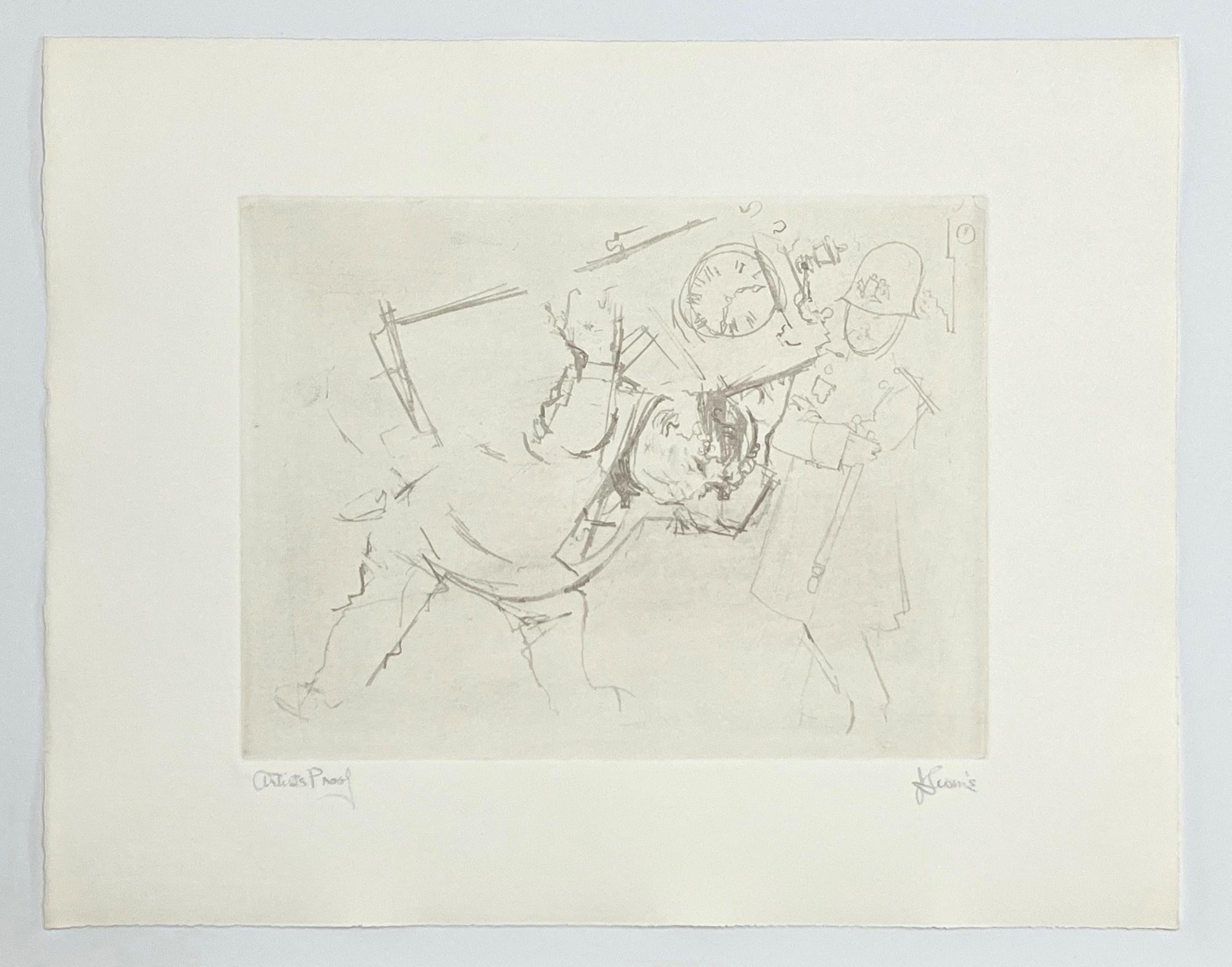 Gravure originale signée - Épreuve d'artiste - Print de Jack Levine