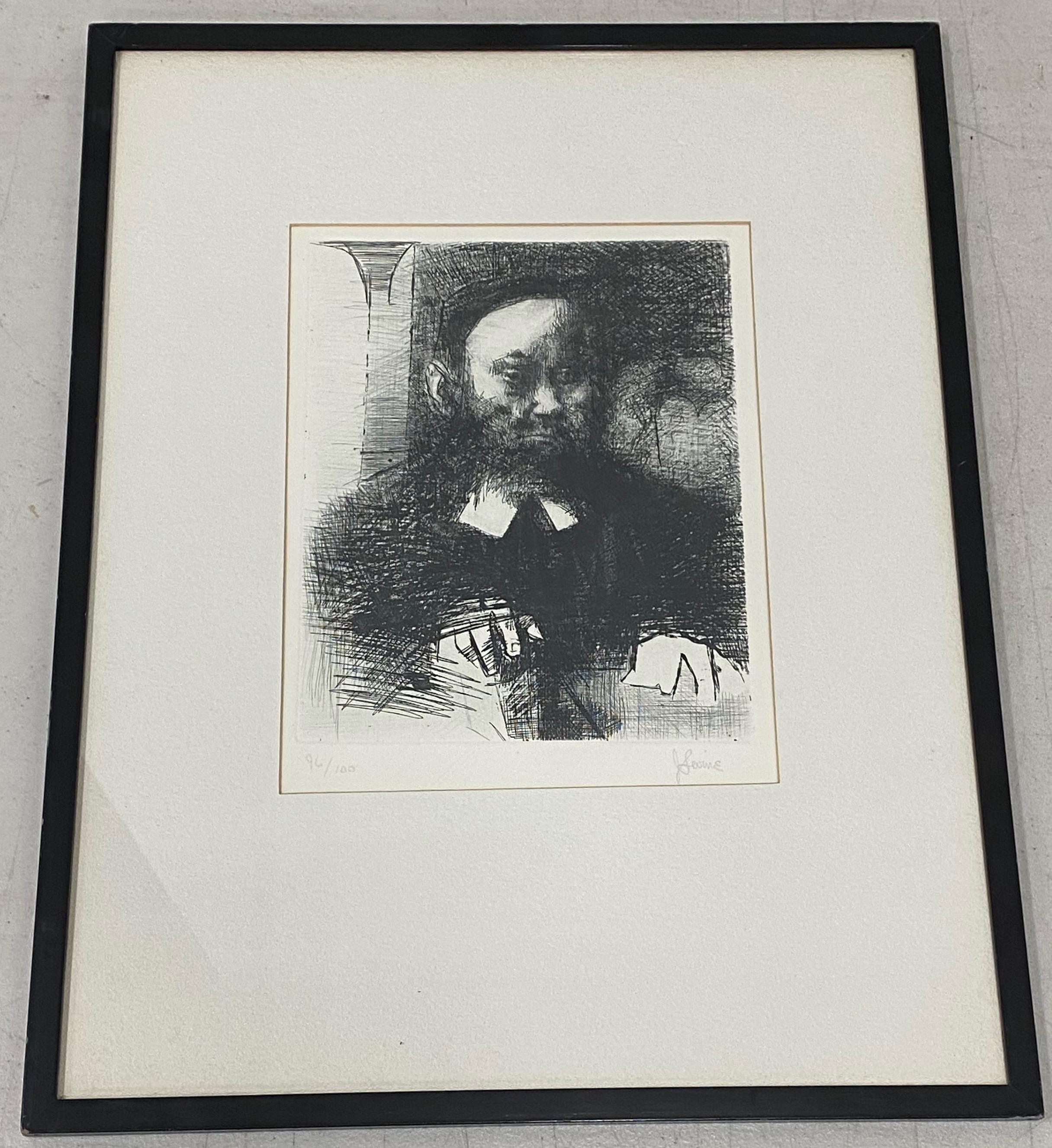 Jack Levine Portrait Print - The Rabbi In His Study