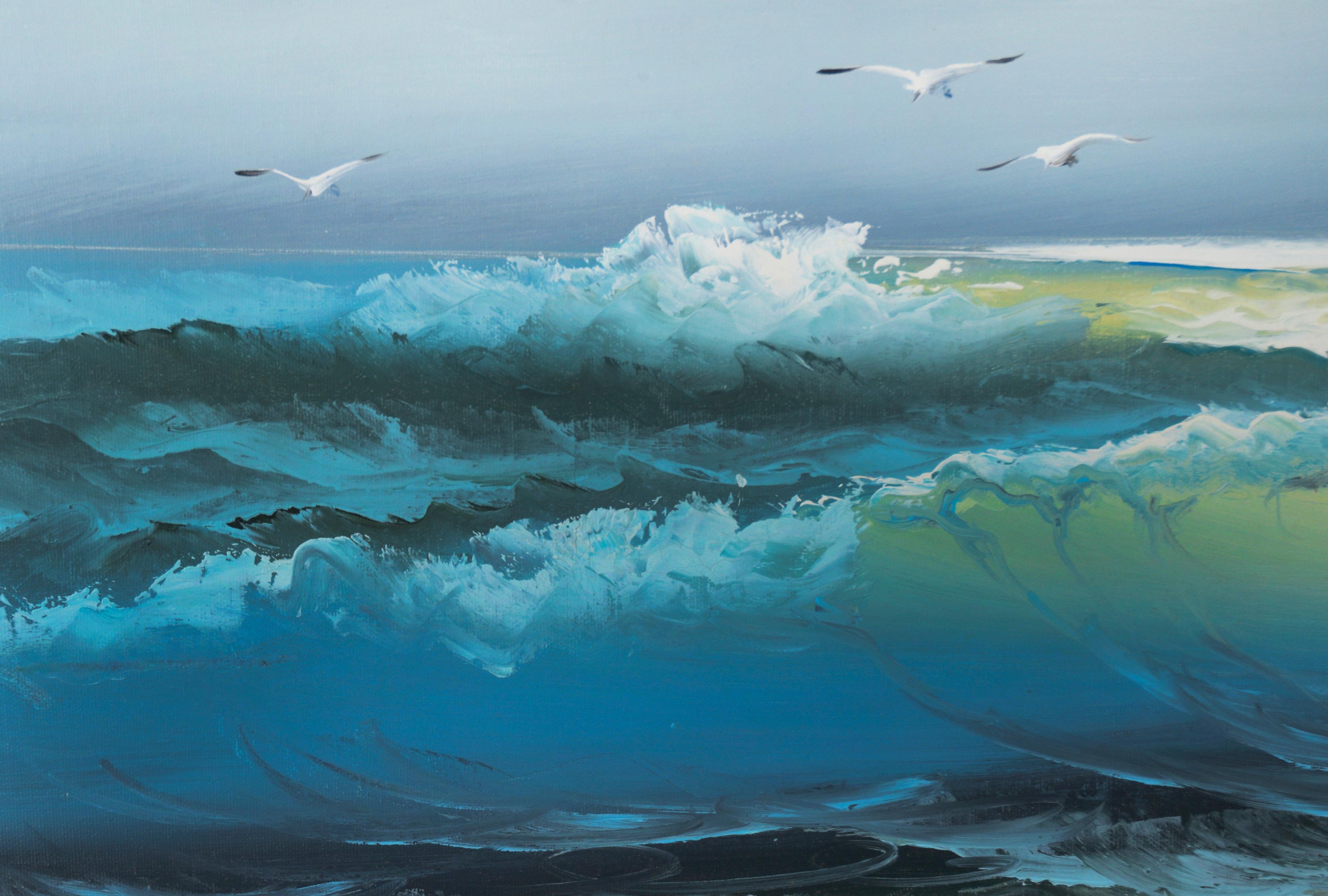 California Coast Seascape - Oil On Canvas - American Impressionist Painting by Jack Linn