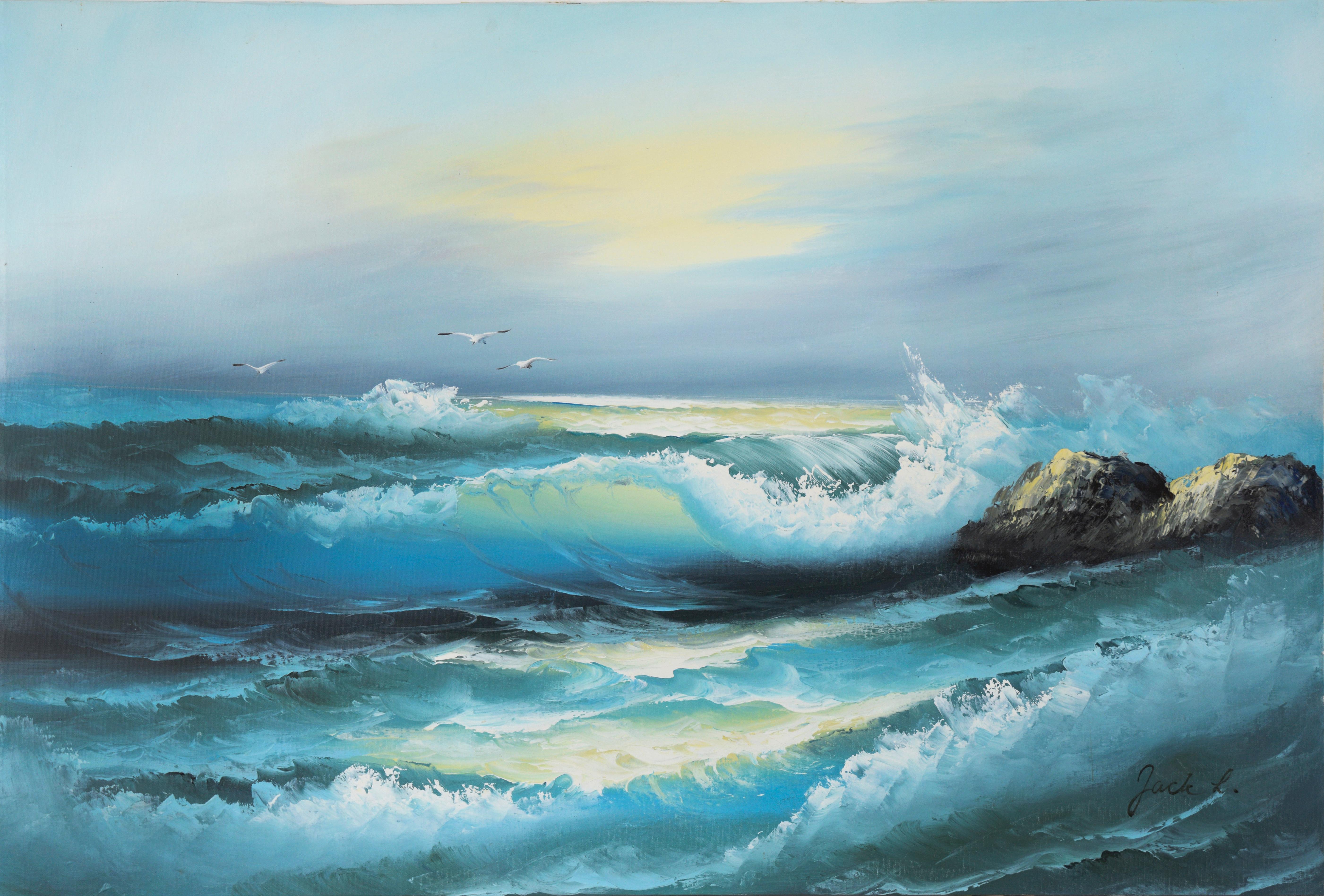 Jack Linn Landscape Painting - California Coast Seascape - Oil On Canvas