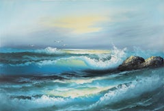 Vintage California Coast Seascape - Oil On Canvas