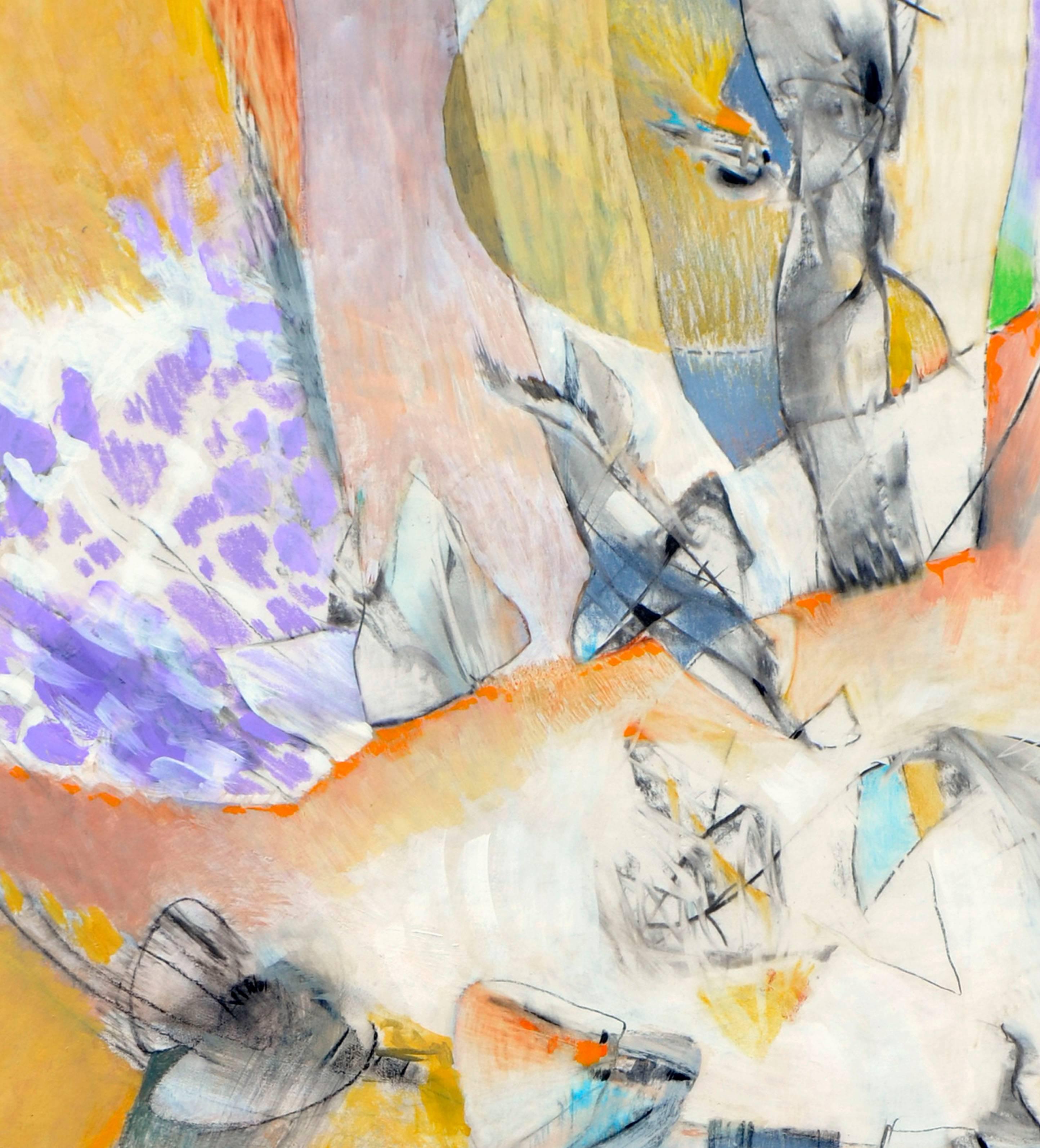 Reflektionen Abstrakt - Zweiseitiges abstraktes expressionistisches Gemälde auf Papier (Beige), Abstract Painting, von Jack Madson