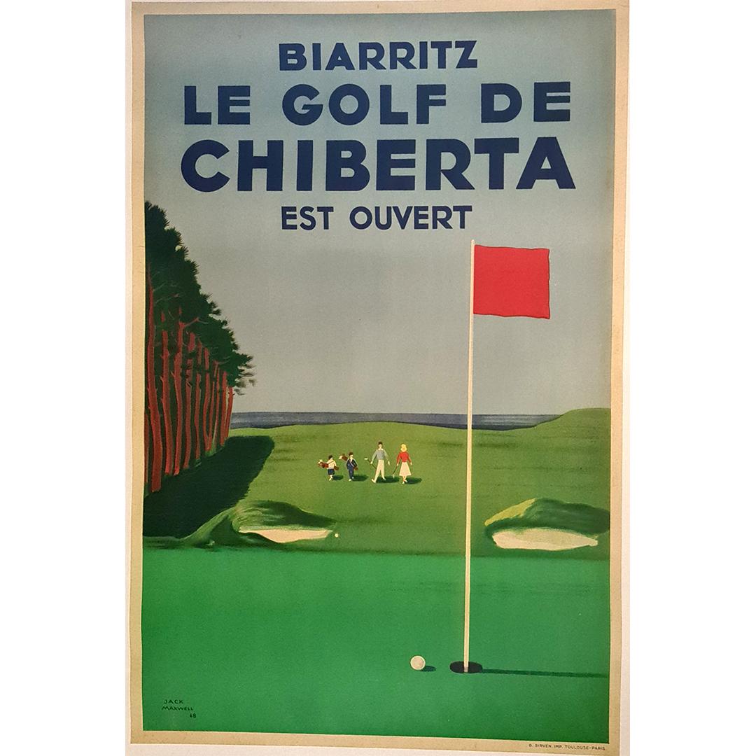Poster originale realizzato da Jack Maxwell nel 1948 - Biarritz Le golf de Chiberta in vendita 1