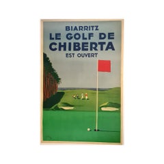 Affiche originale réalisée par Jack Maxwell en 1948 - Biarritz Le golf de Chiberta