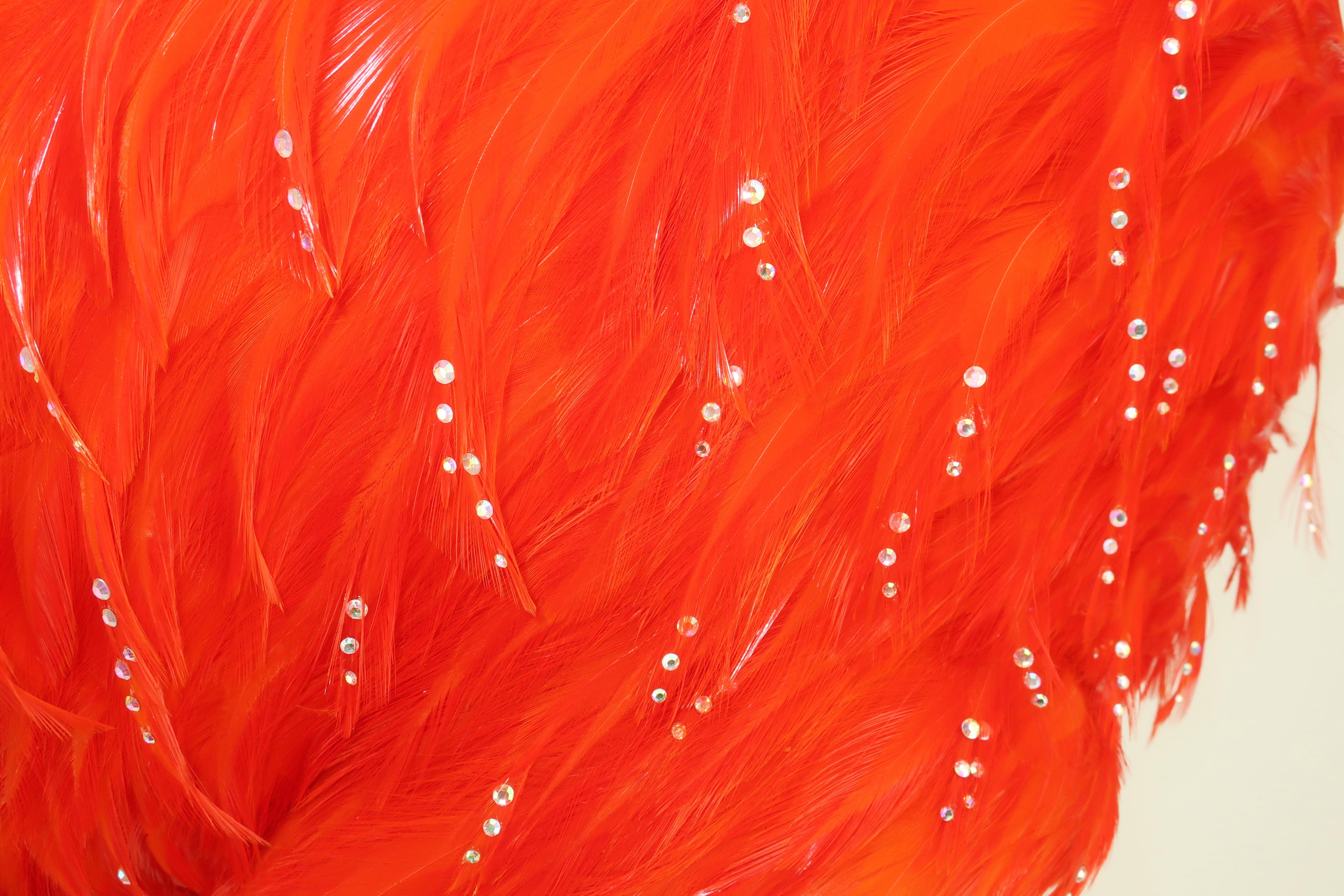 Women's Jack McConnell Flame Red Feather & Rhinestone Hat, C.1960