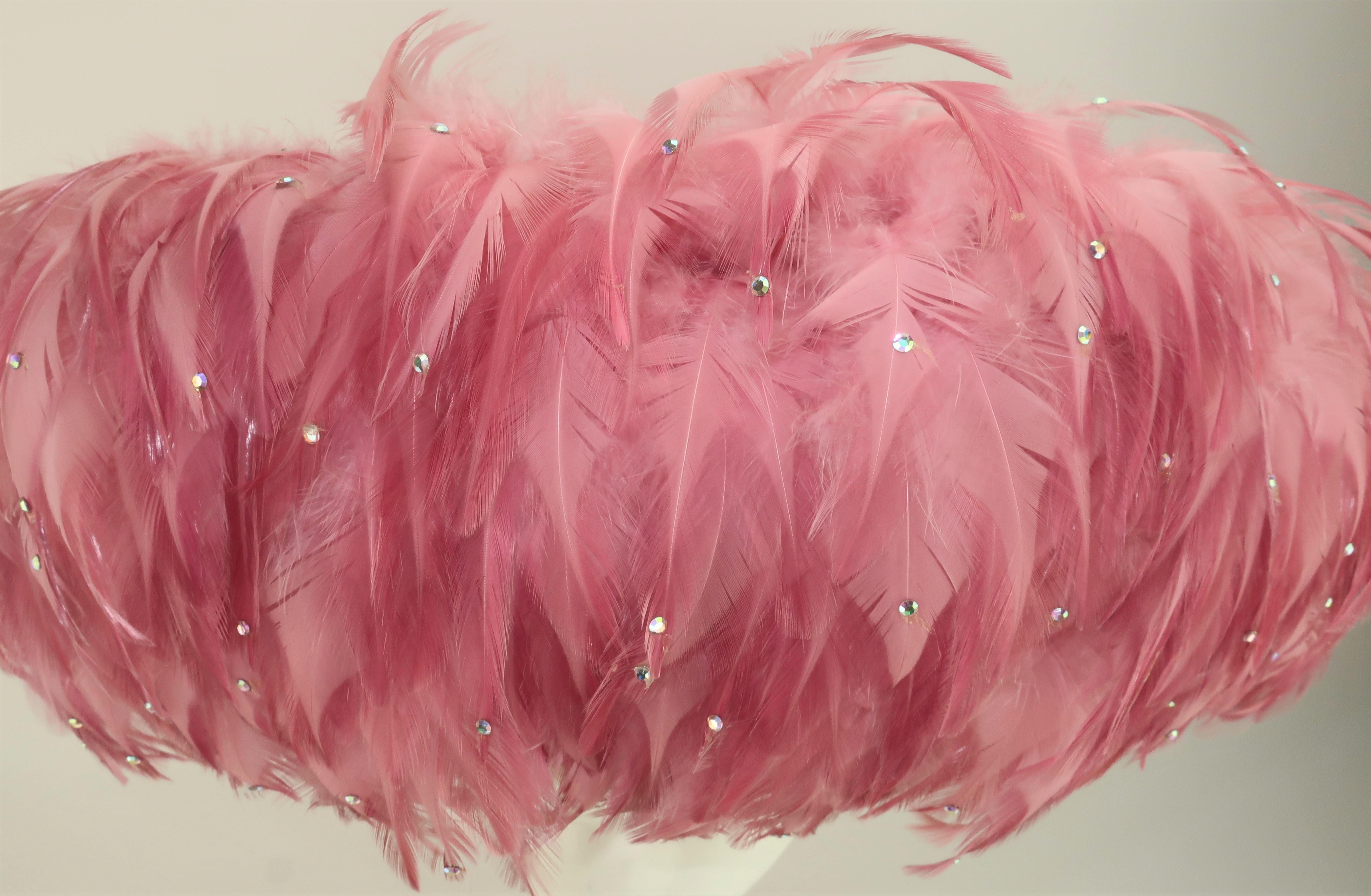 Jack McConnell Mauve Pink Feather & Rhinestone Hat, C.1960 2