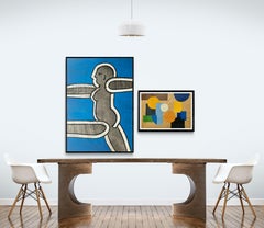 "Blue Nude" Original Painting over Print Jack Hooper 1928-2014 CA Artist