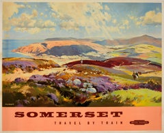 Original Vintage British Railways Poster Somerset Travel By Train Painting View