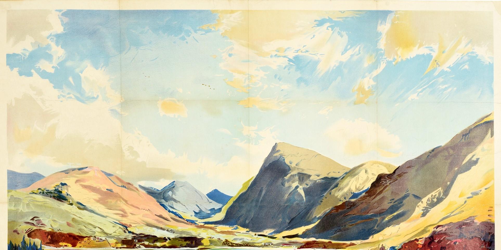 Original-Reiseplakat der British Railways für Loch Etive in den westlichen Highlands auf der Strecke der Glencoe Glen Etive and Glen Etive Circular Tour mit einem Gemälde des britischen Künstlers Jack Merriott (1901-1968), das eine malerische