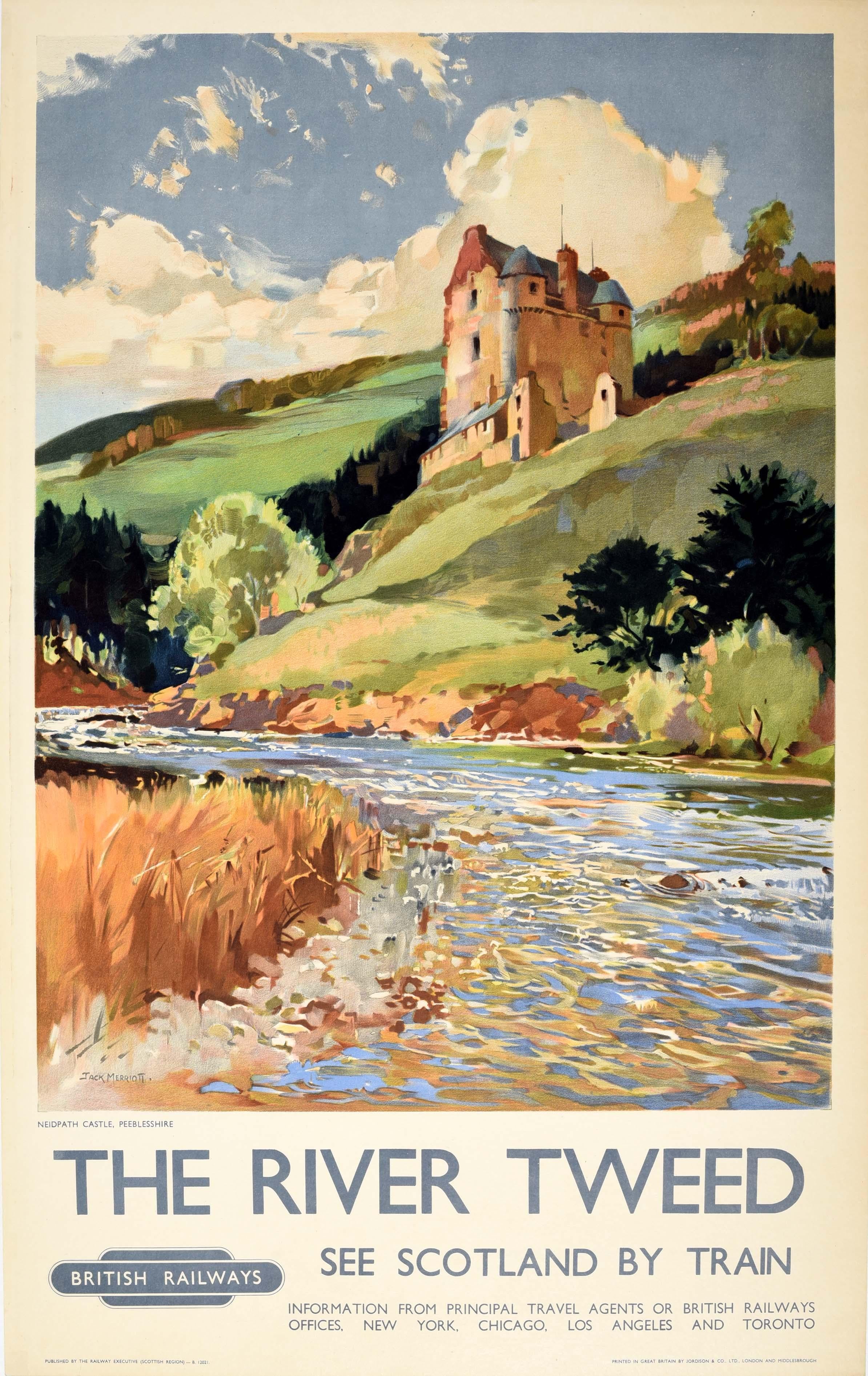 Jack Merriott Print - Original Vintage Travel Poster The River Tweed Scotland British Railways Design