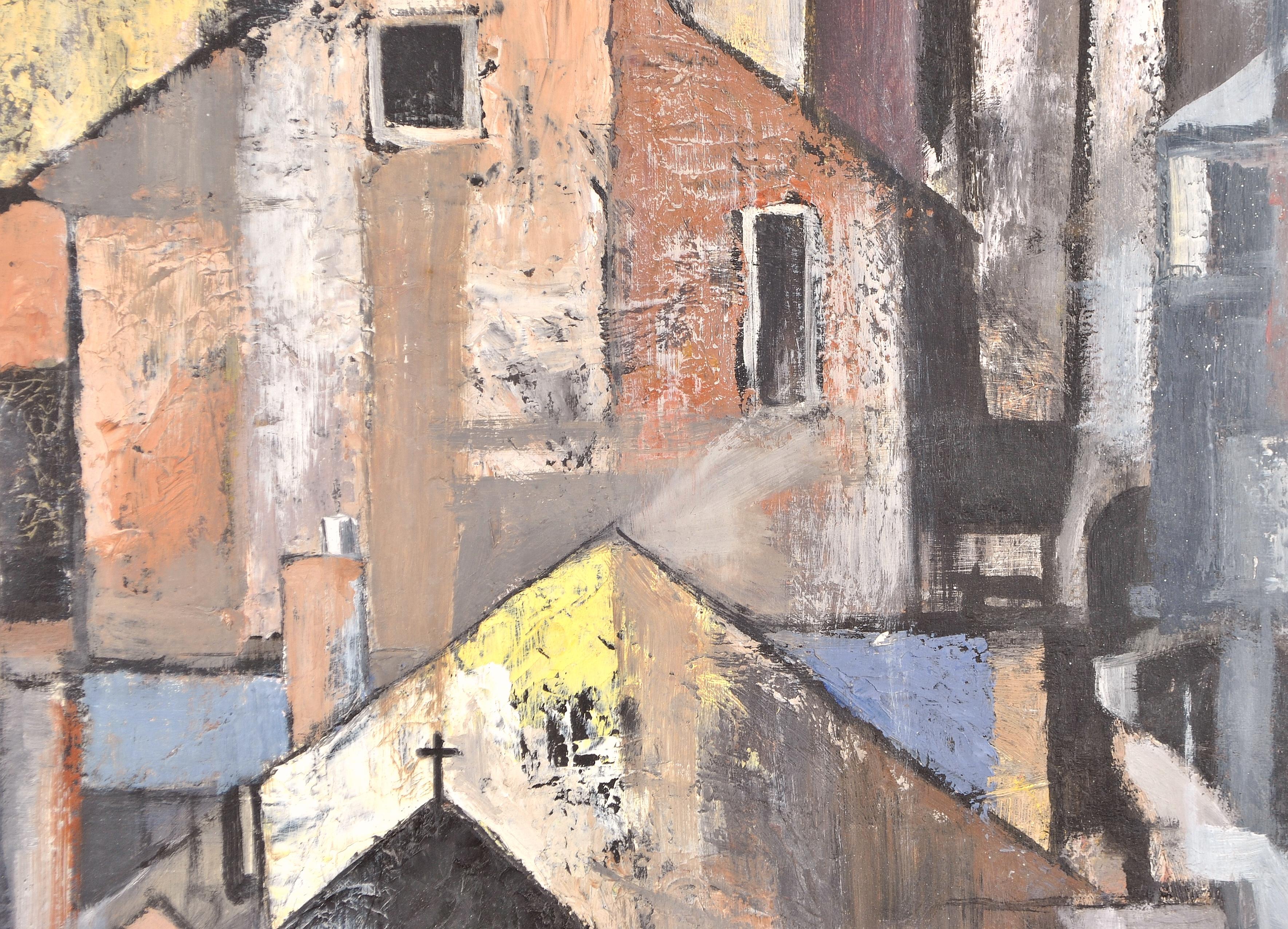 La cappella dei pescatori - Pittura ad olio cubista del XX secolo - Case moderne British - Painting Cubismo di Jack Metson