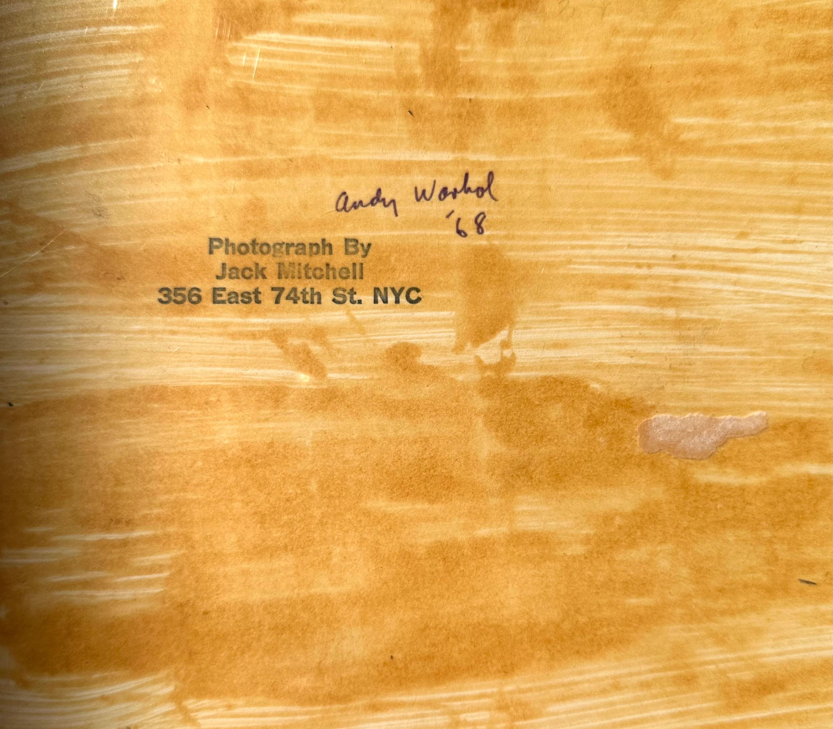 Carta Jack Mitchell, Andy Warhol come regista, fotografia in bianco e nero, 1968 in vendita