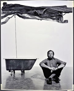 16 x 20" Artist Robert Rauschenberg at MOMA with 'Sor Aqua', signed by Mitchell