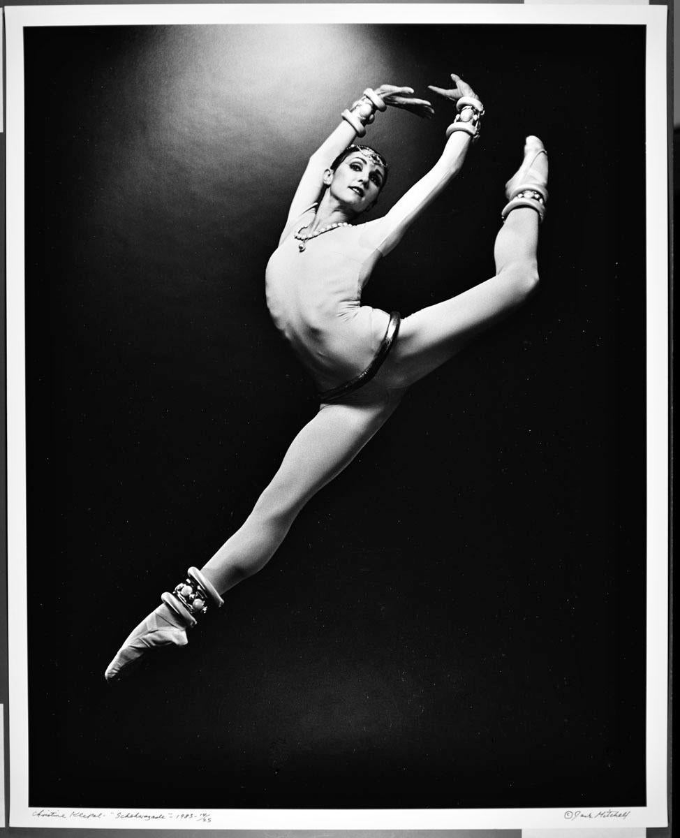 Jack Mitchell Black and White Photograph - 16 x 20"  dancer Christine Klepal performing 'Scherezade', signed by Mitchell