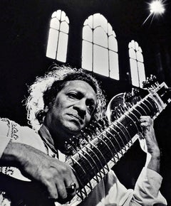 16 x 20"" Indianer Sitar Maestro Ravi Shankar, signiert von Jack Mitchell