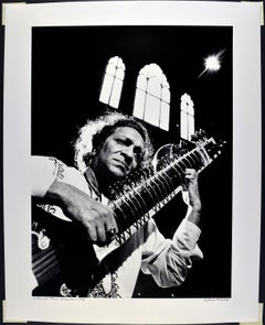 Used 16 x 20" Indian Sitar Maestro Ravi Shankar, signed by Jack Mitchell