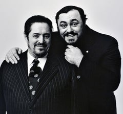 16 x 20" Luciano Pavarotti with his father Fernando, signed by Jack Mitchell