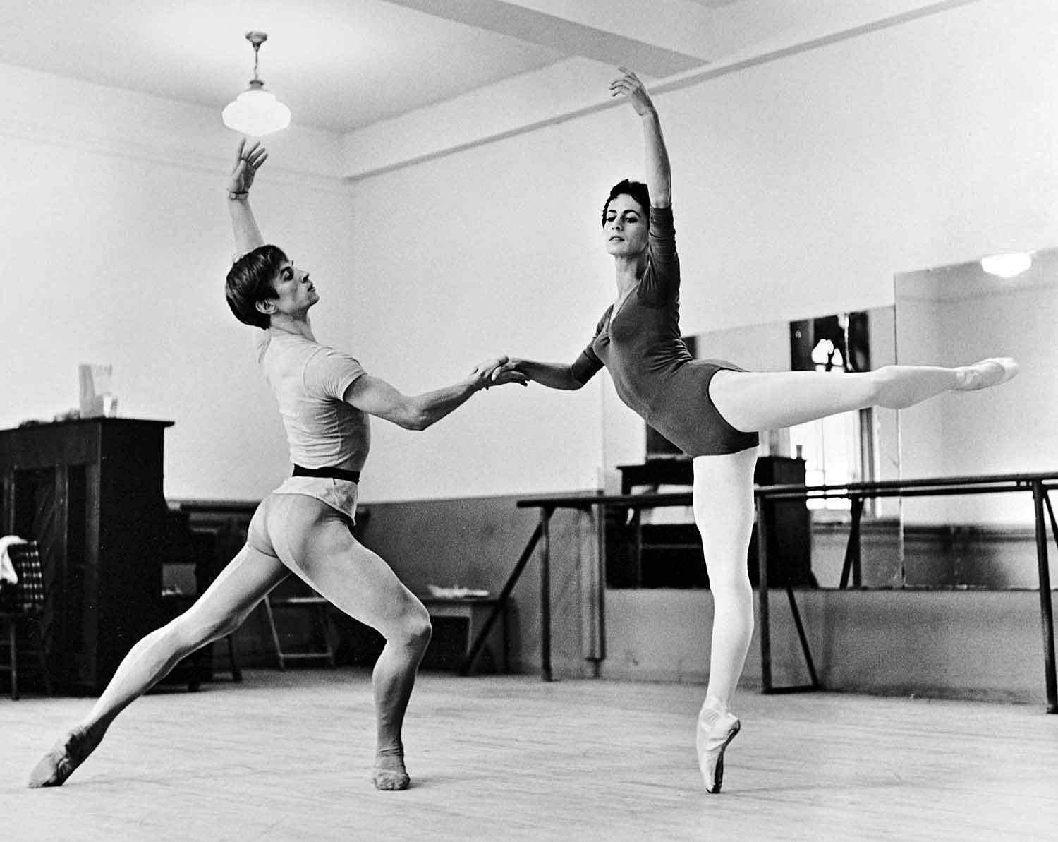 Jack Mitchell Black and White Photograph - ABT  Dancer Lupe Serrano & Rudolph Nureyev Rehearsing for Television, Signed